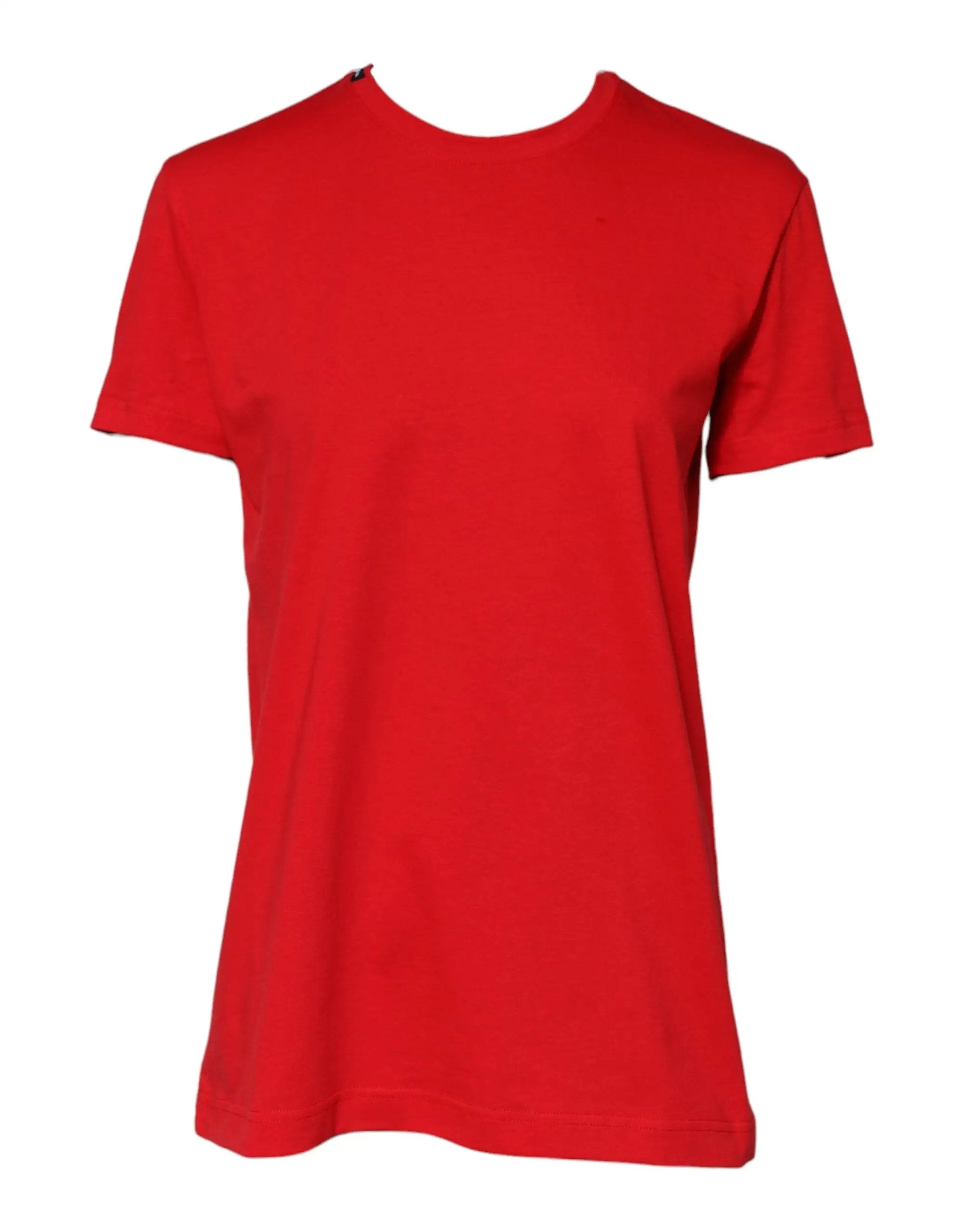 T-shirt Dolce &amp; Gabbana rouge en coton à col rond et manches courtes