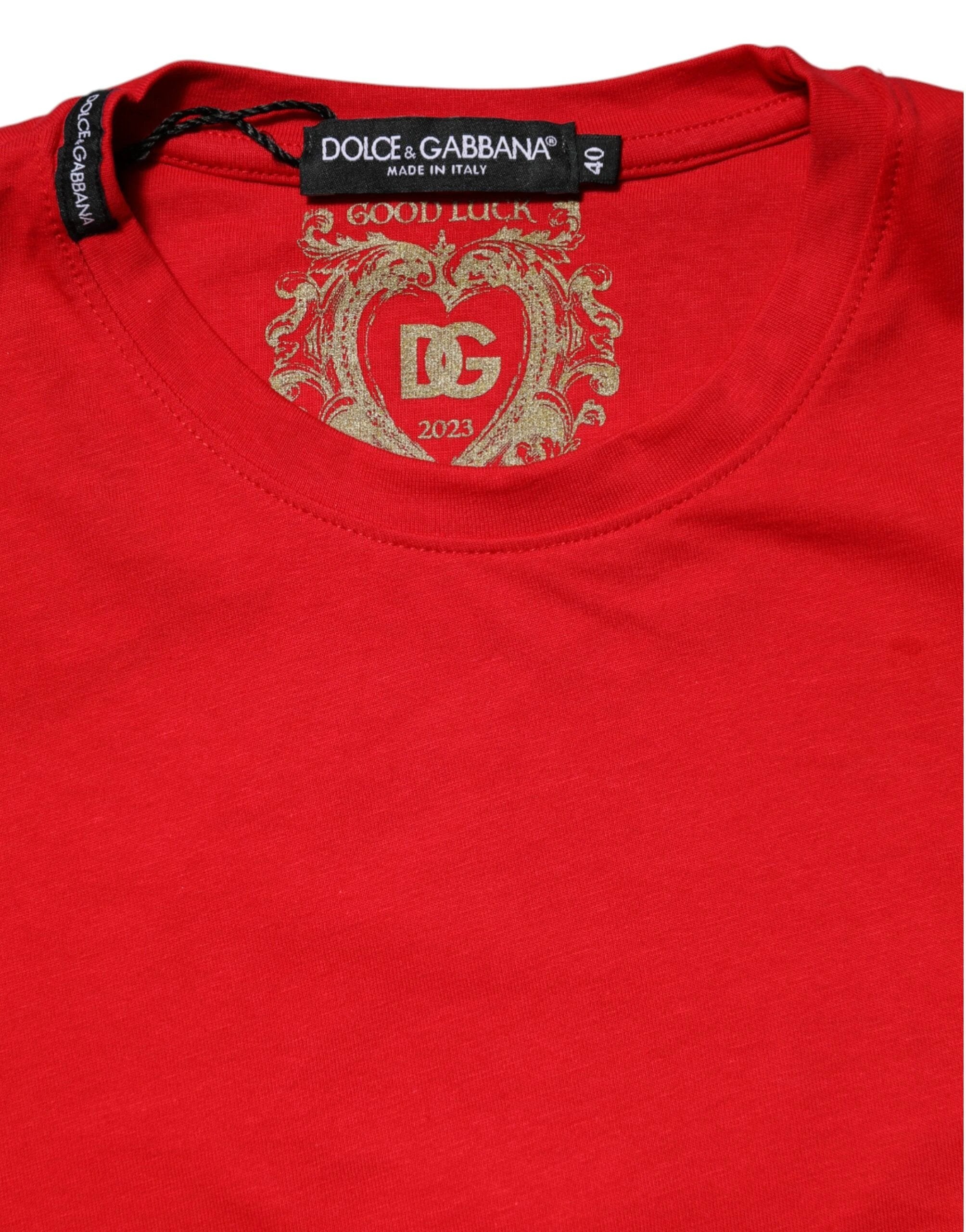 Dolce & Gabbana Red Cotton Crew Neck Short Sleeves Top T-shirt by Dolce & Gabbana