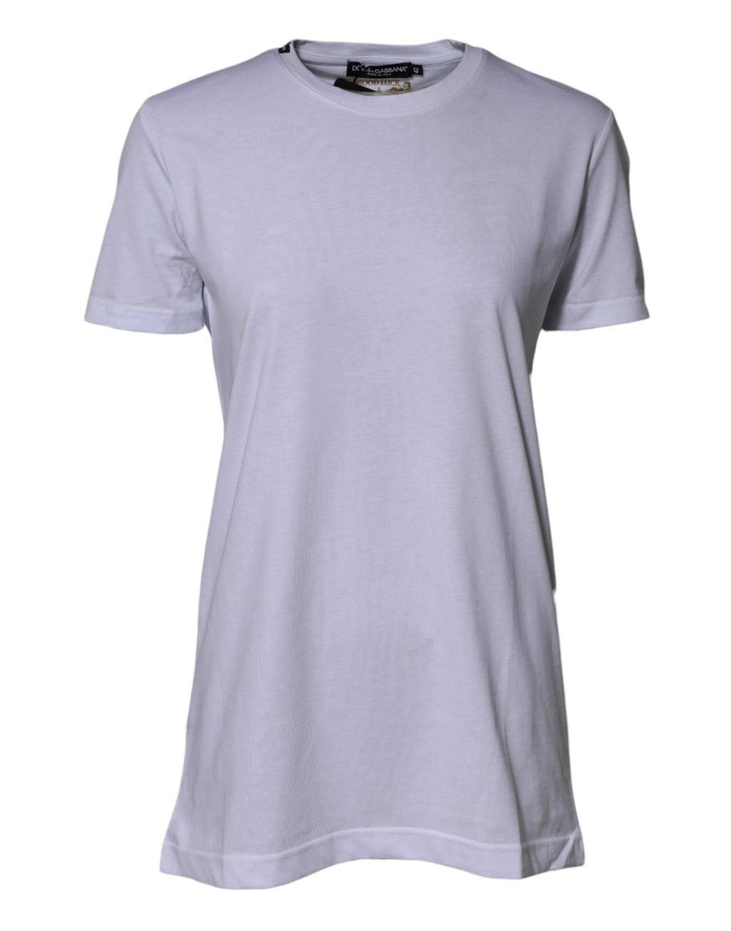 Dolce & Gabbana White Cotton Goodluck 2023 Crew Neck T-shirt by Dolce & Gabbana