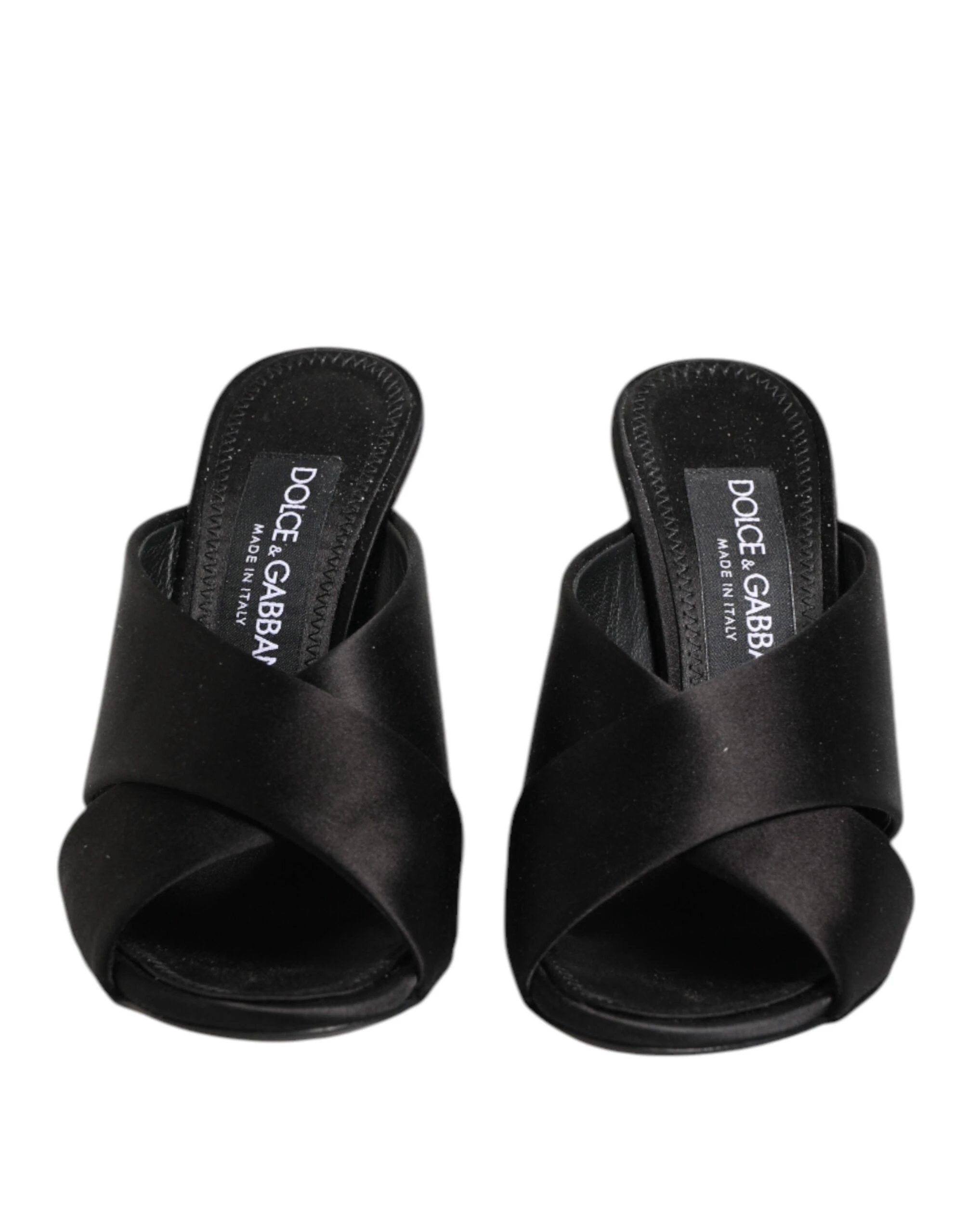 Dolce & Gabbana Black Logo KEIRA Satin Slides Sandals Shoes by Dolce & Gabbana