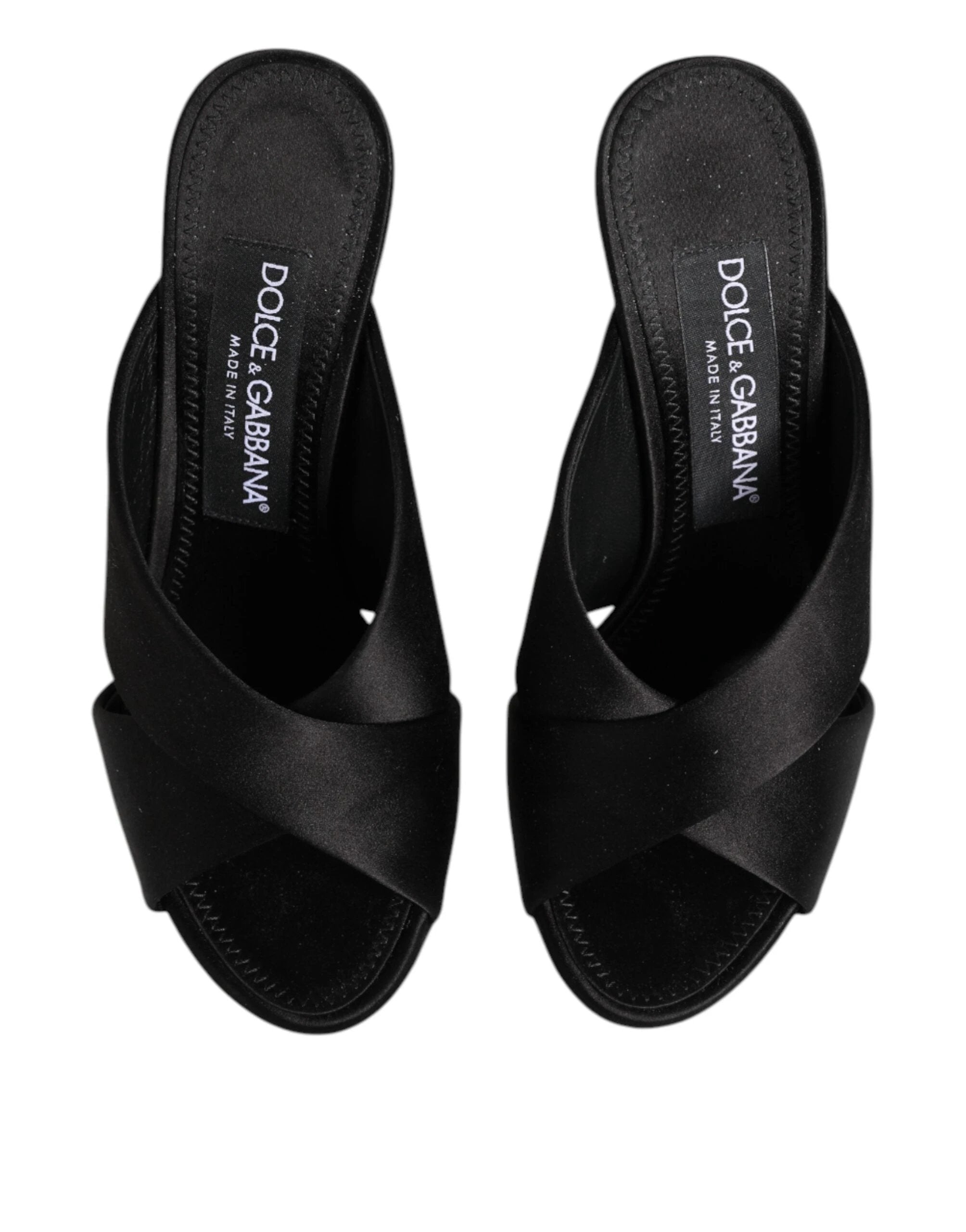 Dolce & Gabbana Black Logo KEIRA Satin Slides Sandals Shoes by Dolce & Gabbana