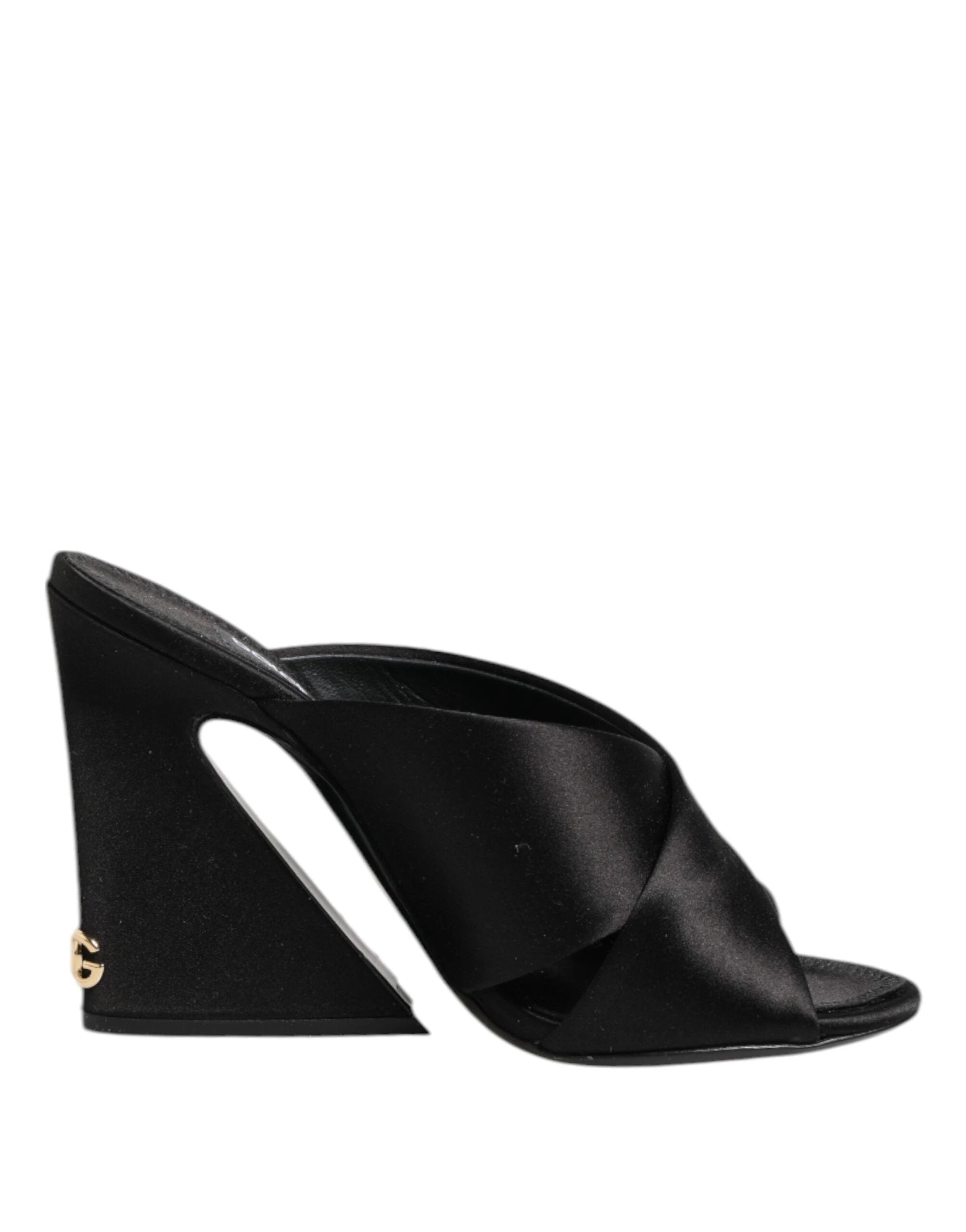 Dolce & Gabbana Black Logo KEIRA Satin Slides Sandals Shoes by Dolce & Gabbana