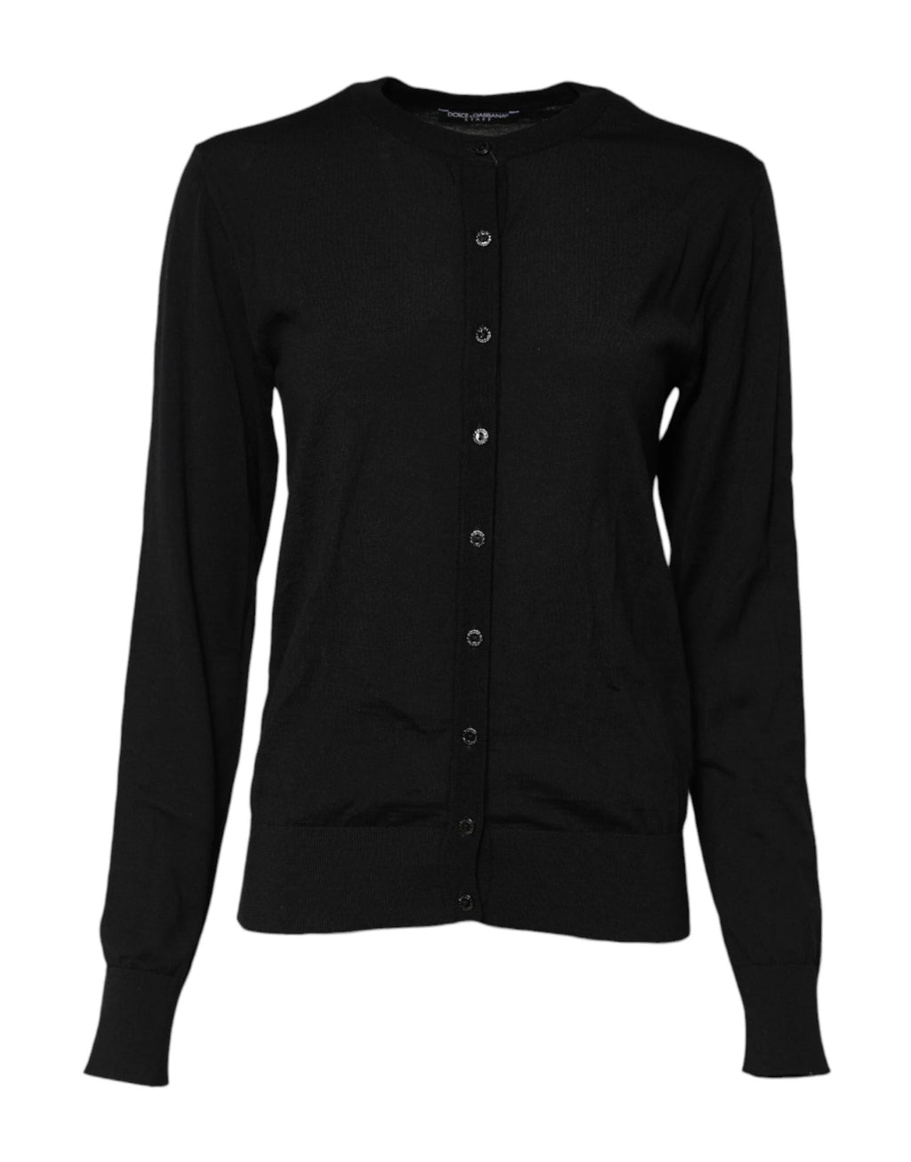 Dolce & Gabbana Black Wool Knit Round Neck Cardigan Sweater by Dolce & Gabbana