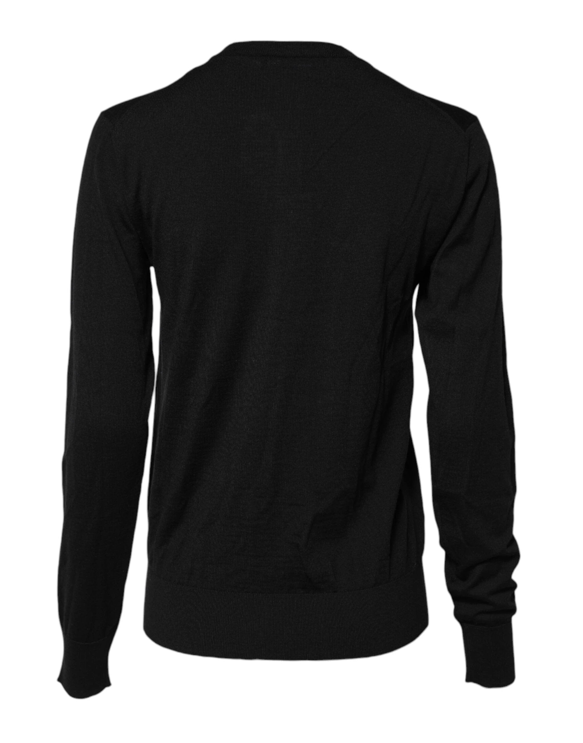 Dolce & Gabbana Black Wool Knit Round Neck Cardigan Sweater by Dolce & Gabbana