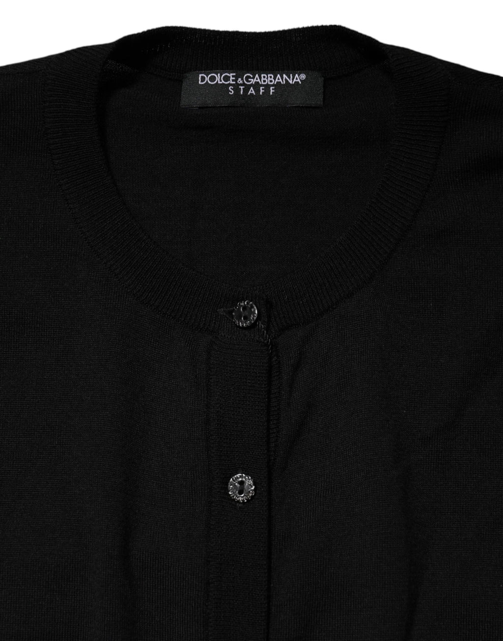 Dolce & Gabbana Black Wool Knit Round Neck Cardigan Sweater by Dolce & Gabbana