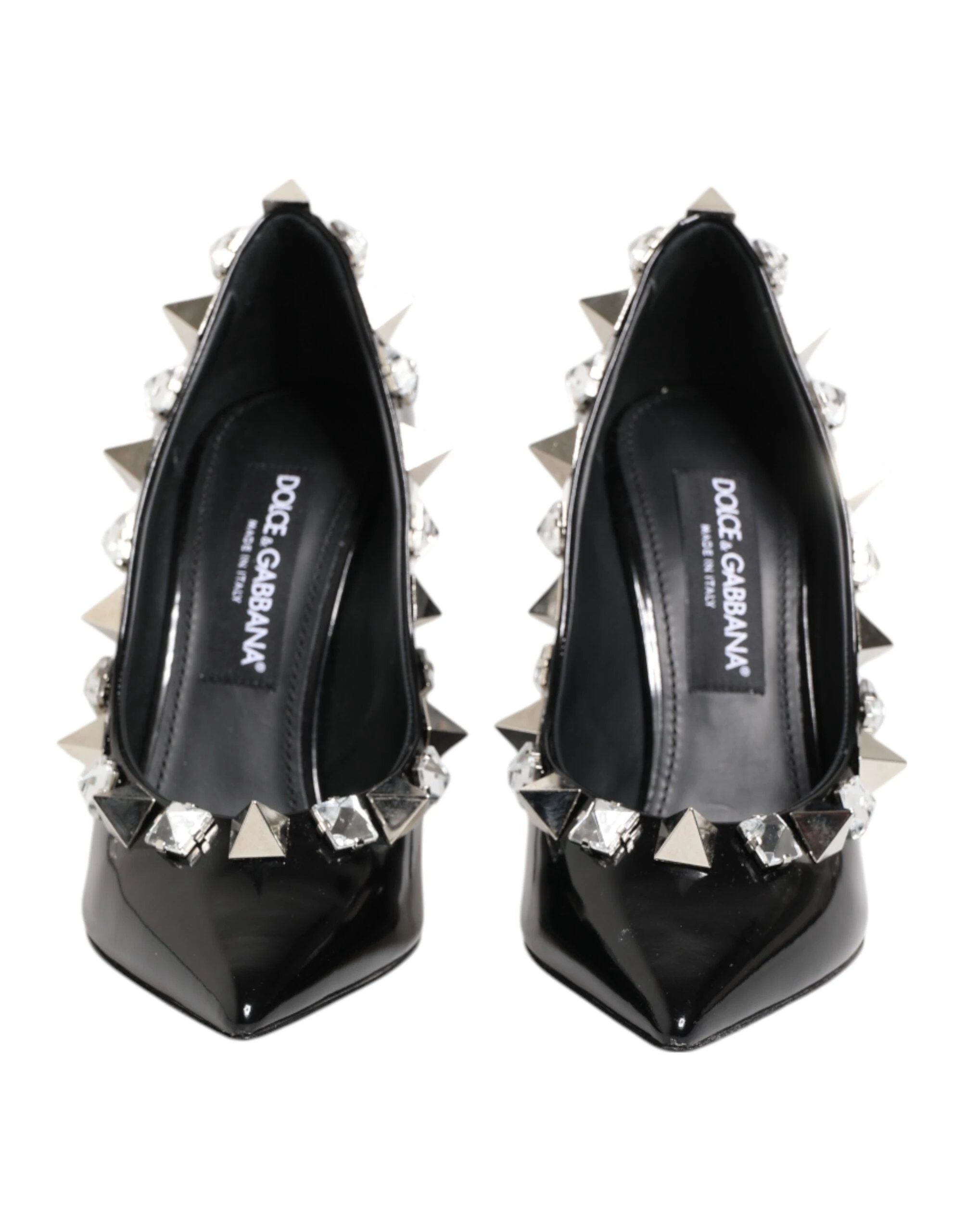 Dolce & Gabbana Black Crystals Studs Stiletto Pumps Shoes by Dolce & Gabbana