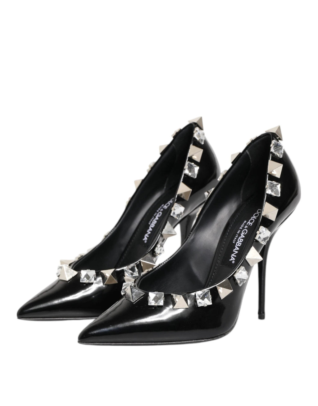 Dolce & Gabbana Black Crystals Studs Stiletto Pumps Shoes by Dolce & Gabbana