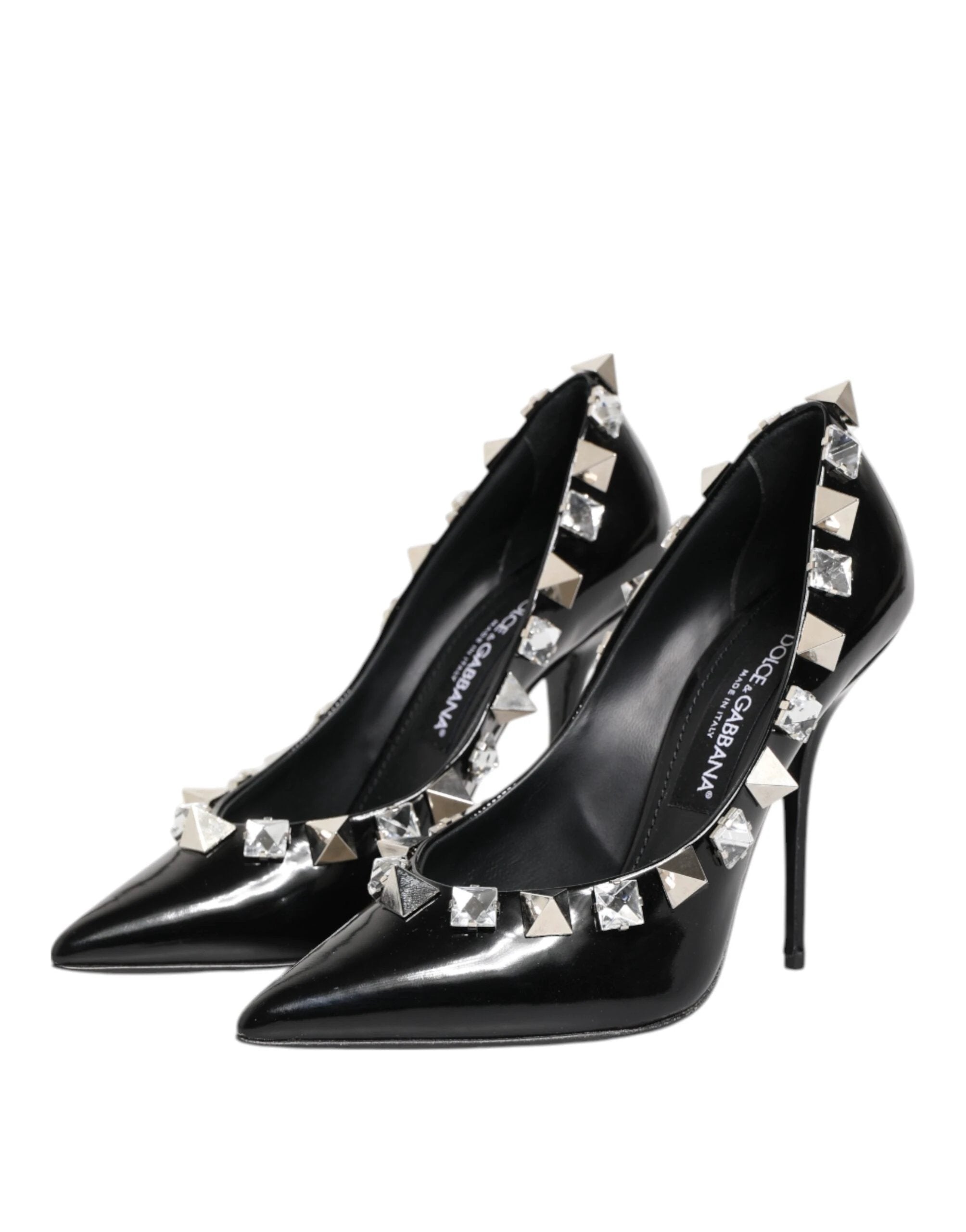Dolce & Gabbana Black Crystals Studs Stiletto Pumps Shoes by Dolce & Gabbana
