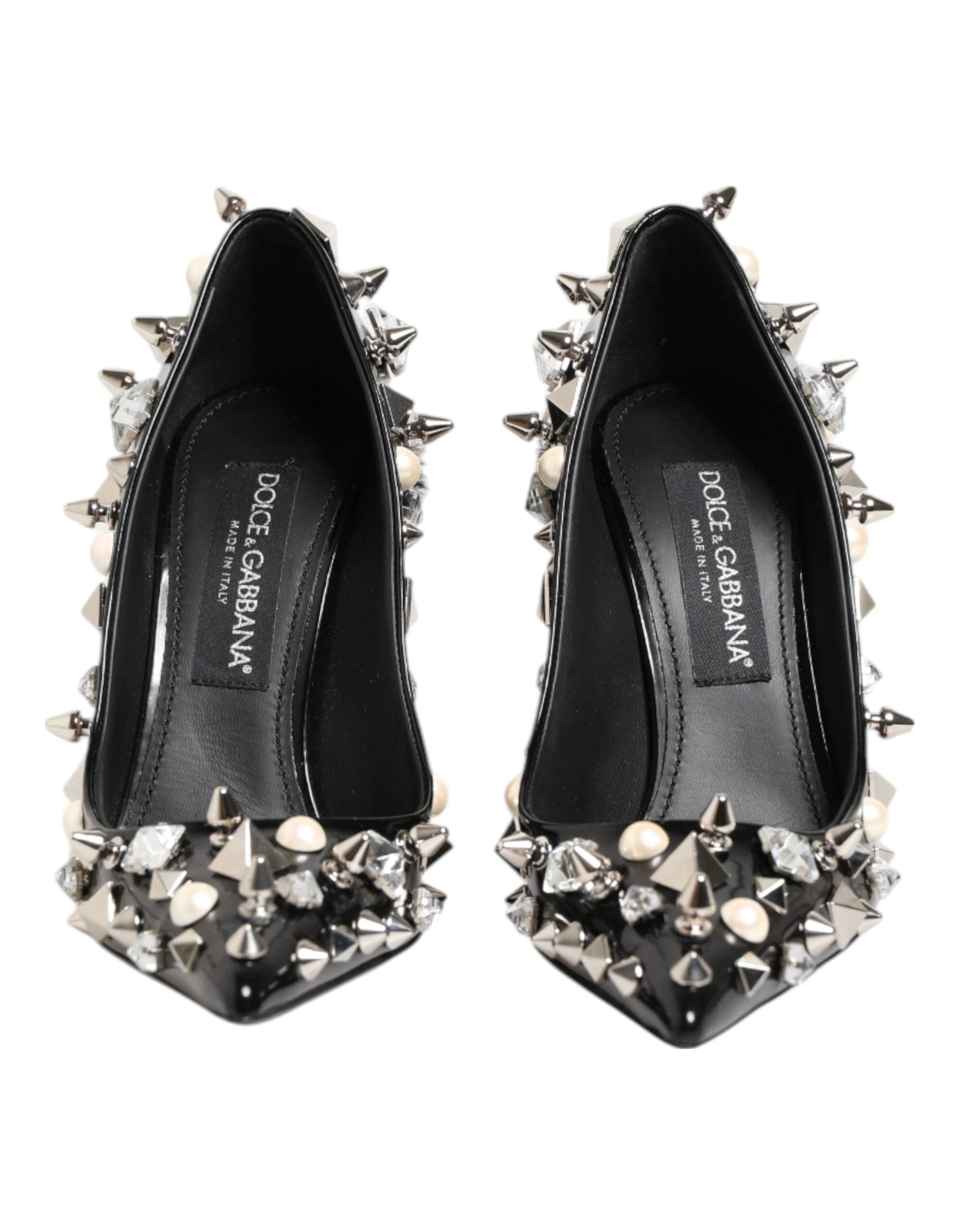 Dolce & Gabbana Black Crystals Studs Stiletto Pumps Shoes by Dolce & Gabbana