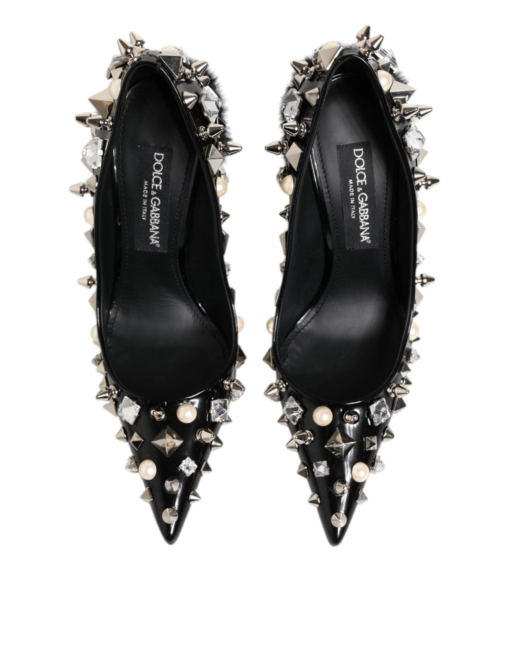Dolce & Gabbana Black Crystals Studs Stiletto Pumps Shoes by Dolce & Gabbana