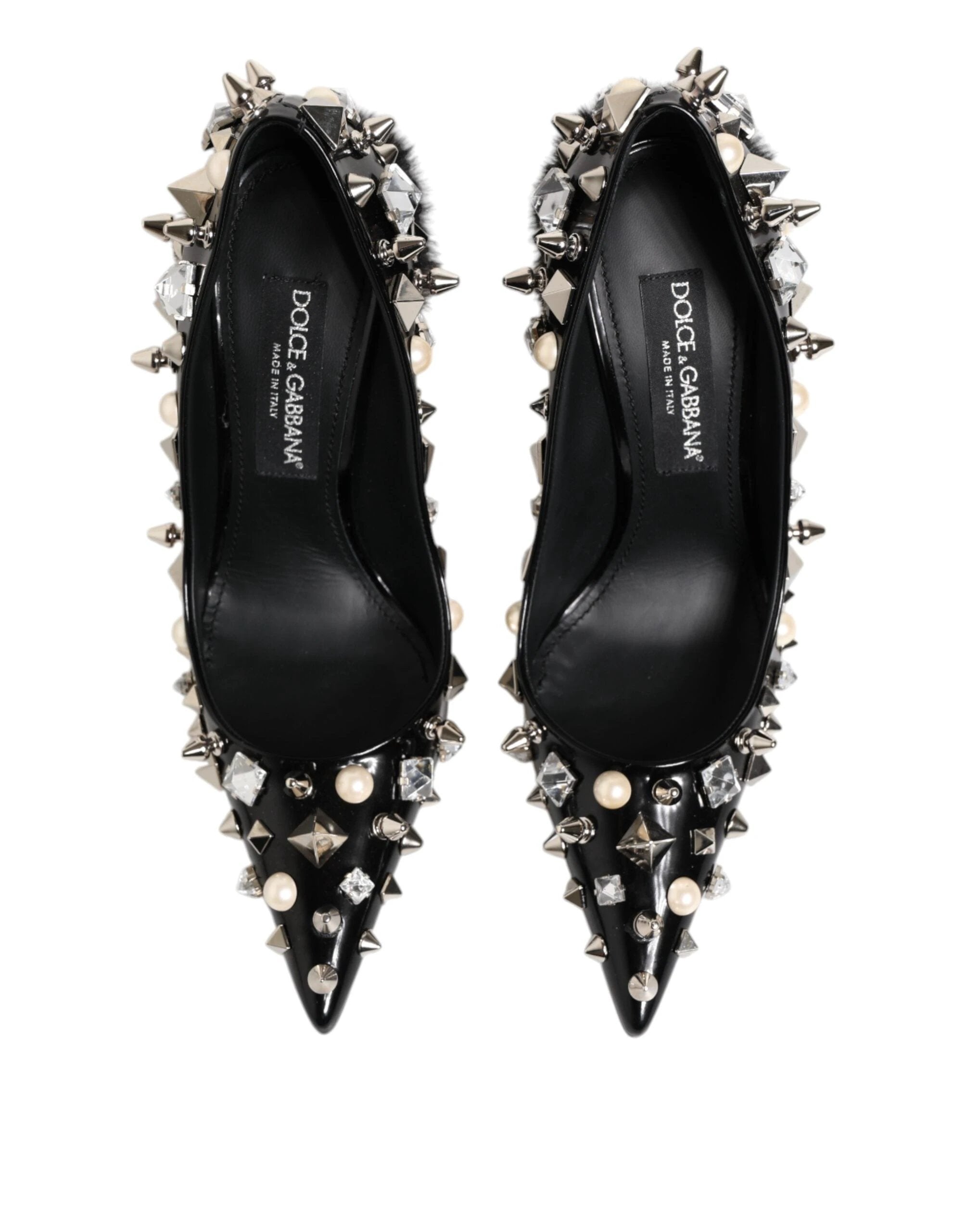 Dolce & Gabbana Black Crystals Studs Stiletto Pumps Shoes by Dolce & Gabbana