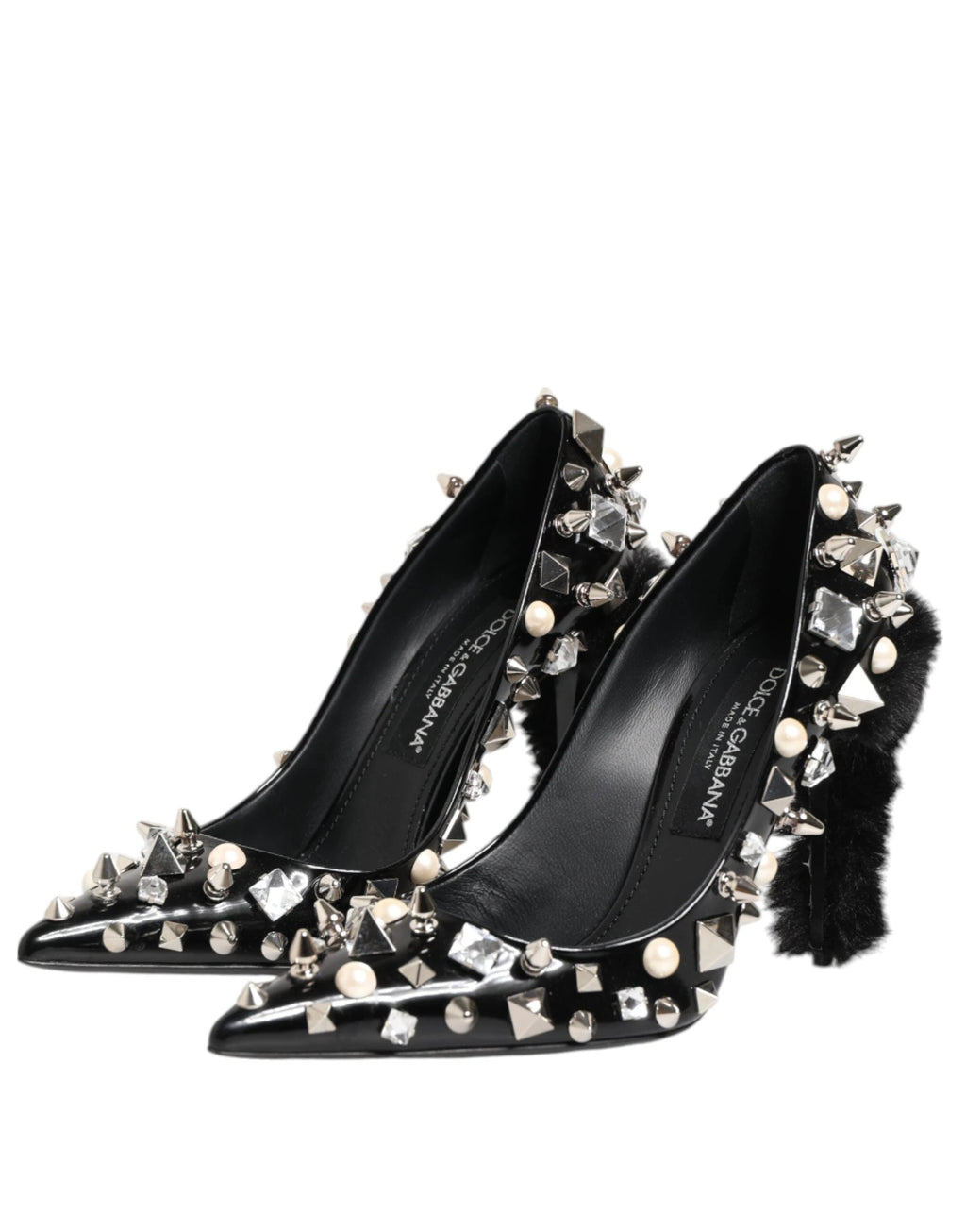 Dolce & Gabbana Black Crystals Studs Stiletto Pumps Shoes by Dolce & Gabbana