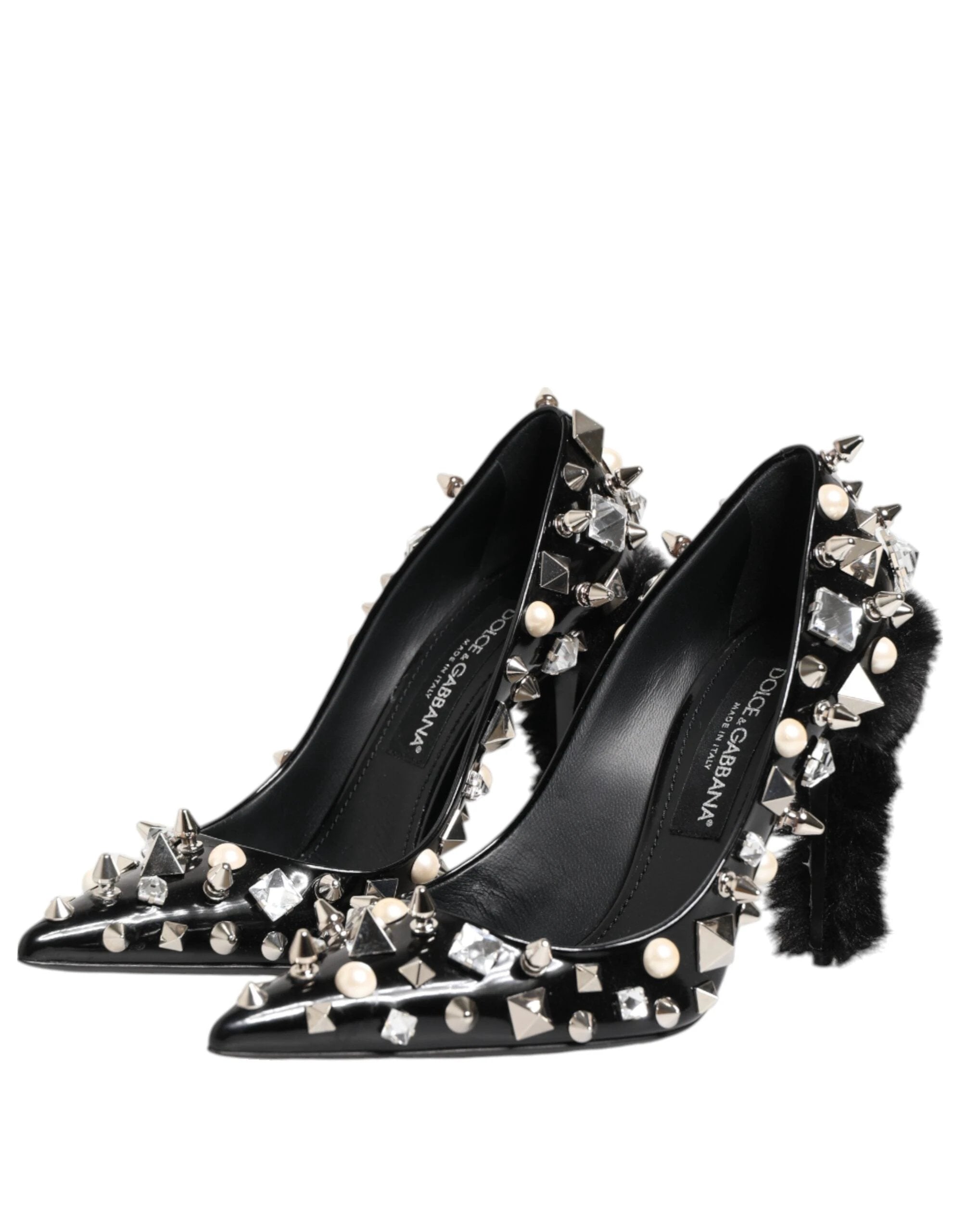 Dolce & Gabbana Black Crystals Studs Stiletto Pumps Shoes by Dolce & Gabbana
