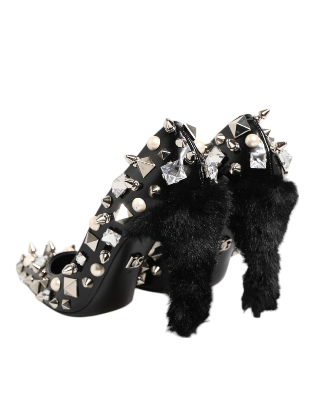 Dolce & Gabbana Black Crystals Studs Stiletto Pumps Shoes by Dolce & Gabbana
