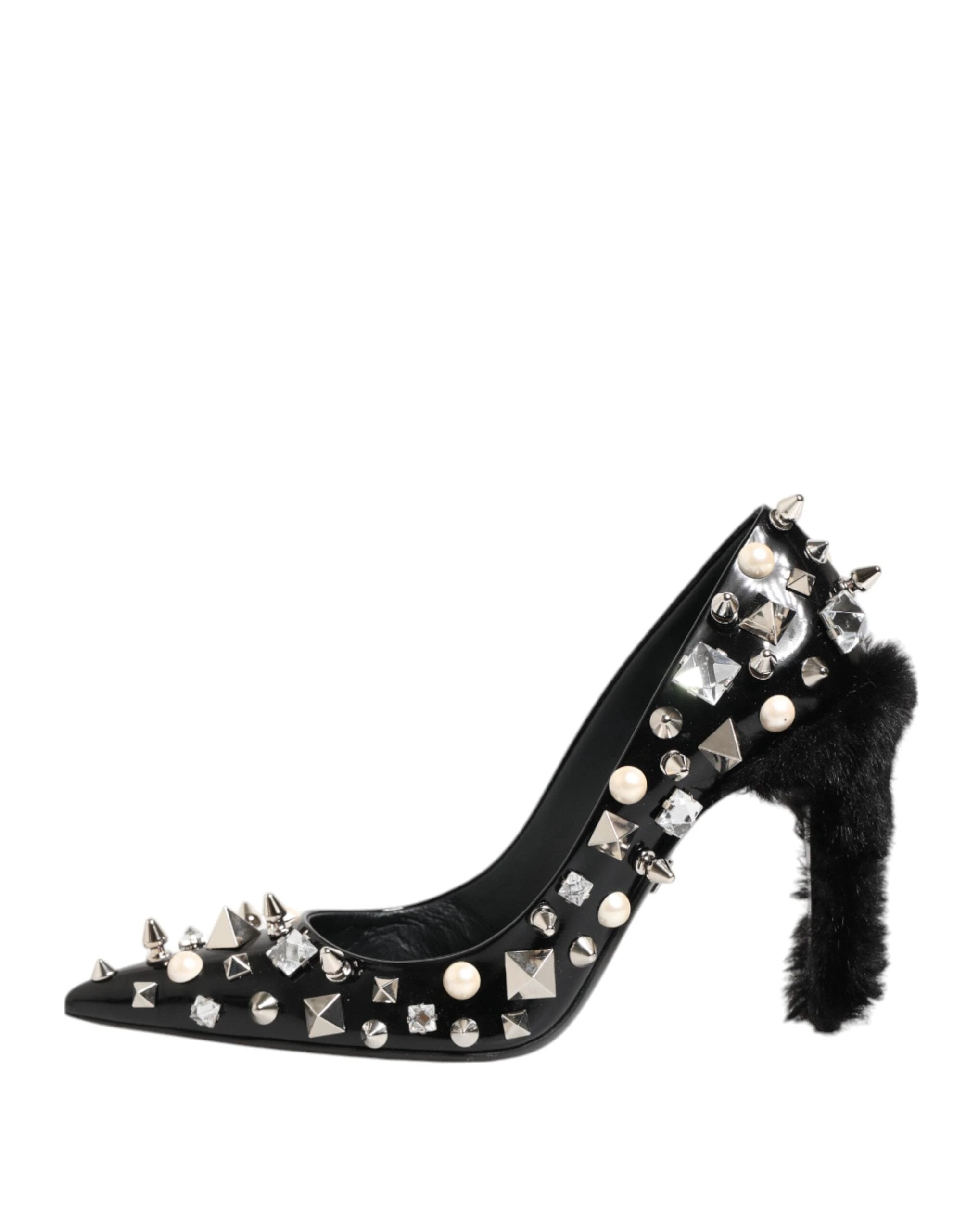 Dolce & Gabbana Black Crystals Studs Stiletto Pumps Shoes by Dolce & Gabbana