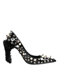Dolce & Gabbana Black Crystals Studs Stiletto Pumps Shoes by Dolce & Gabbana