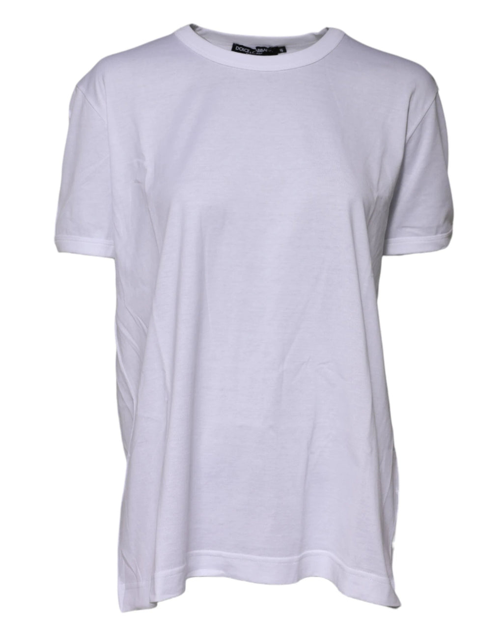 Dolce & Gabbana White Cotton Goodluck 2022 Crew Neck T-shirt by Dolce & Gabbana