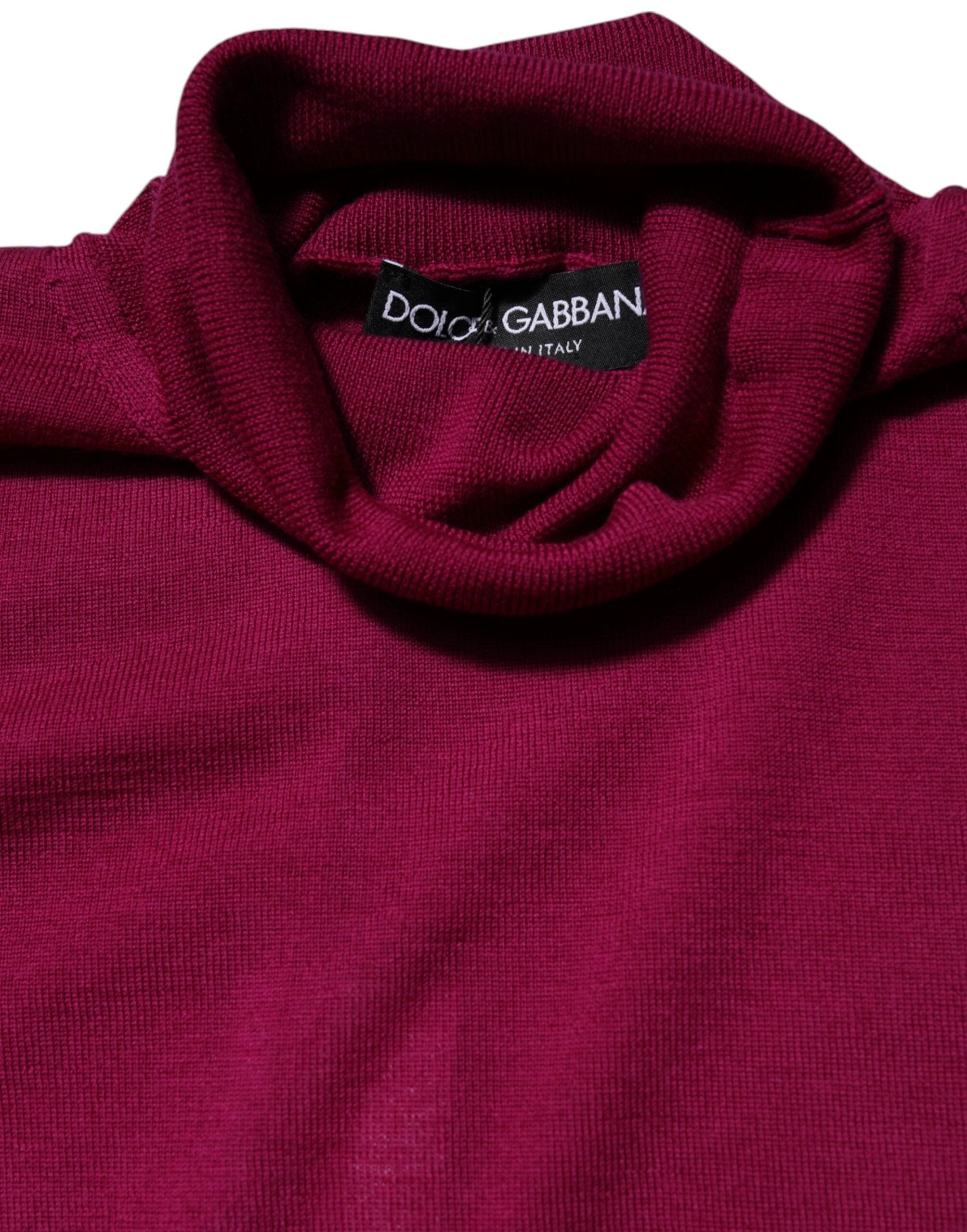 Dolce & Gabbana Fuchsia Wool Long Sleeves Turtleneck Sweater by Dolce & Gabbana