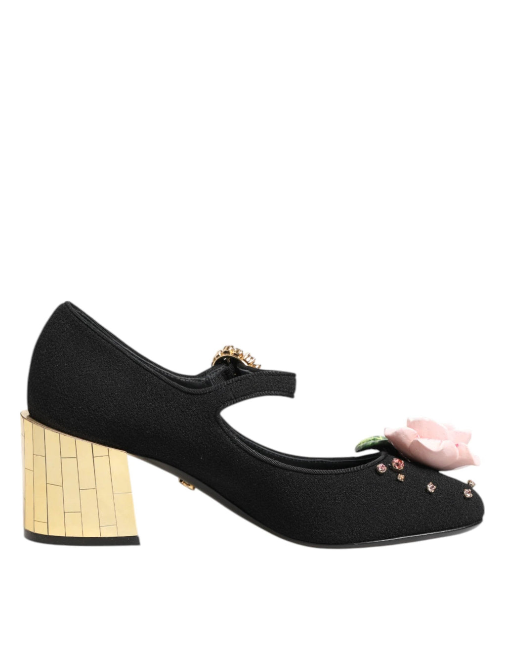 Dolce & Gabbana Black Flower Crystal Embellished Mary Jane Shoes by Dolce & Gabbana