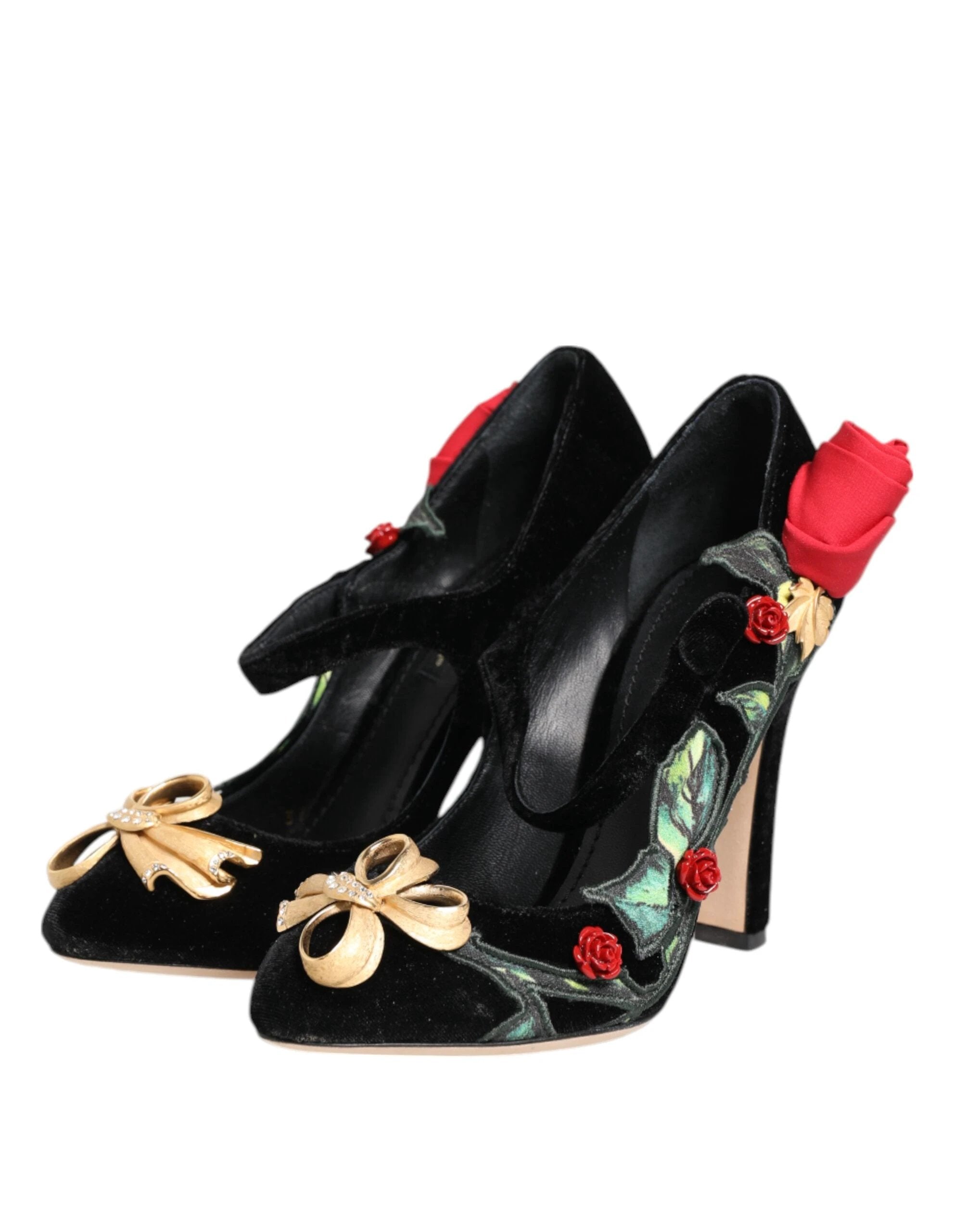 Dolce & Gabbana Black Roses Crystal Brooch Mary Jane Shoes by Dolce & Gabbana