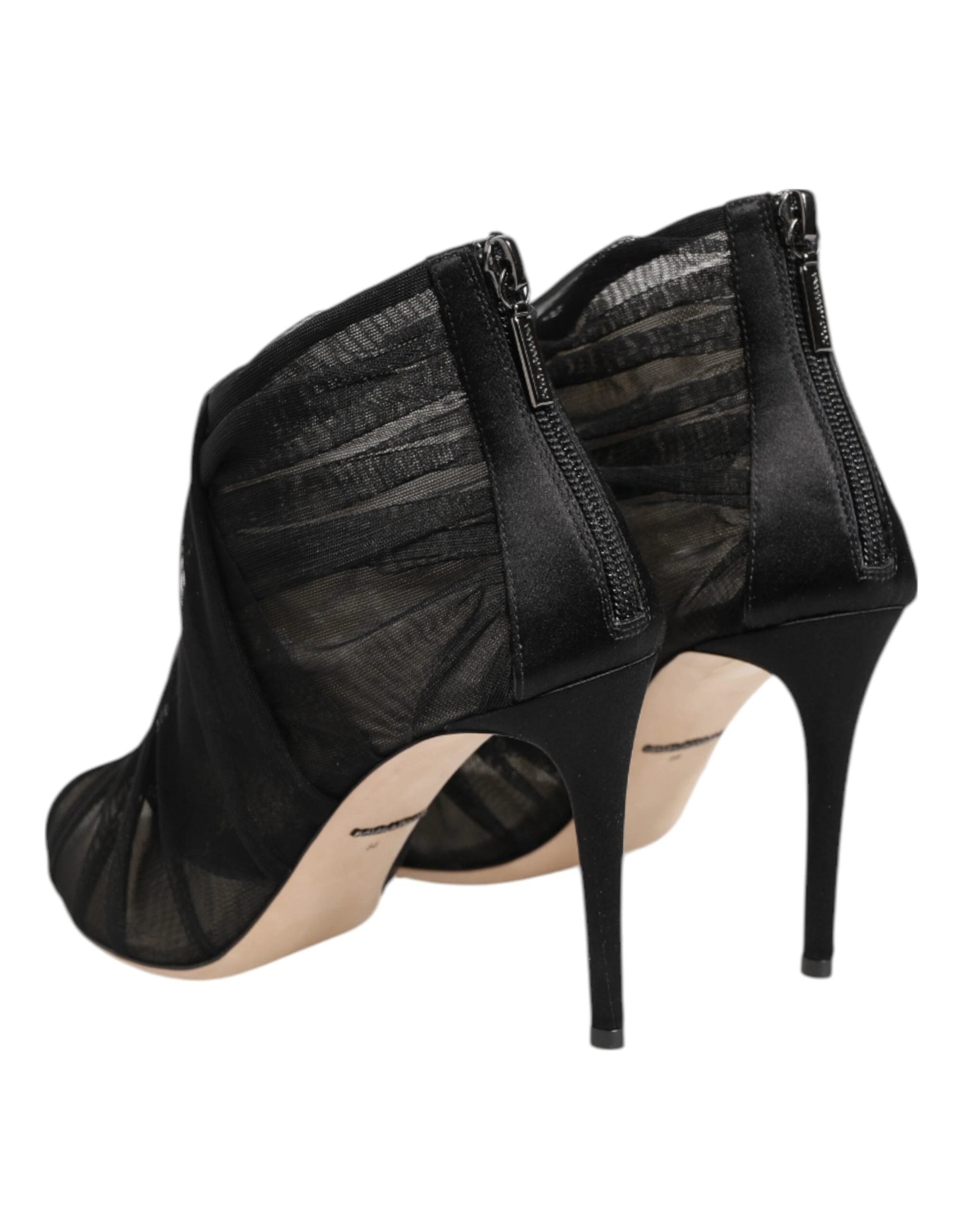 Dolce & Gabbana Black Mesh Stiletto Heels Ankle Boots Shoes by Dolce & Gabbana