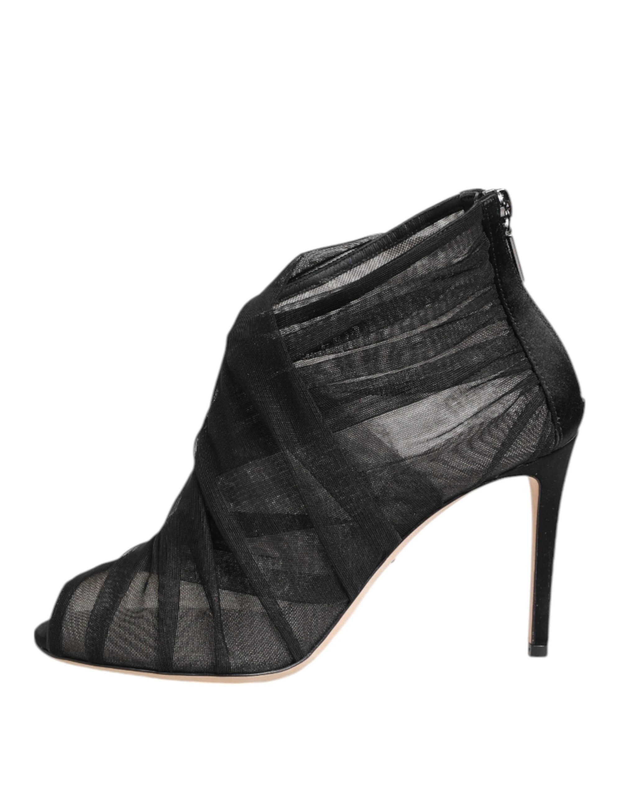 Dolce & Gabbana Black Mesh Stiletto Heels Ankle Boots Shoes by Dolce & Gabbana