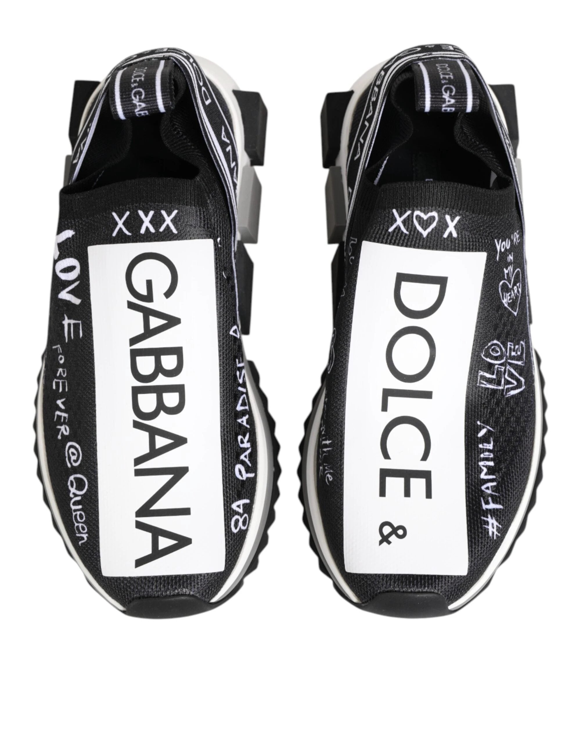 Dolce & Gabbana Black White Sorrento Low Top Sneakers Shoes by Dolce & Gabbana