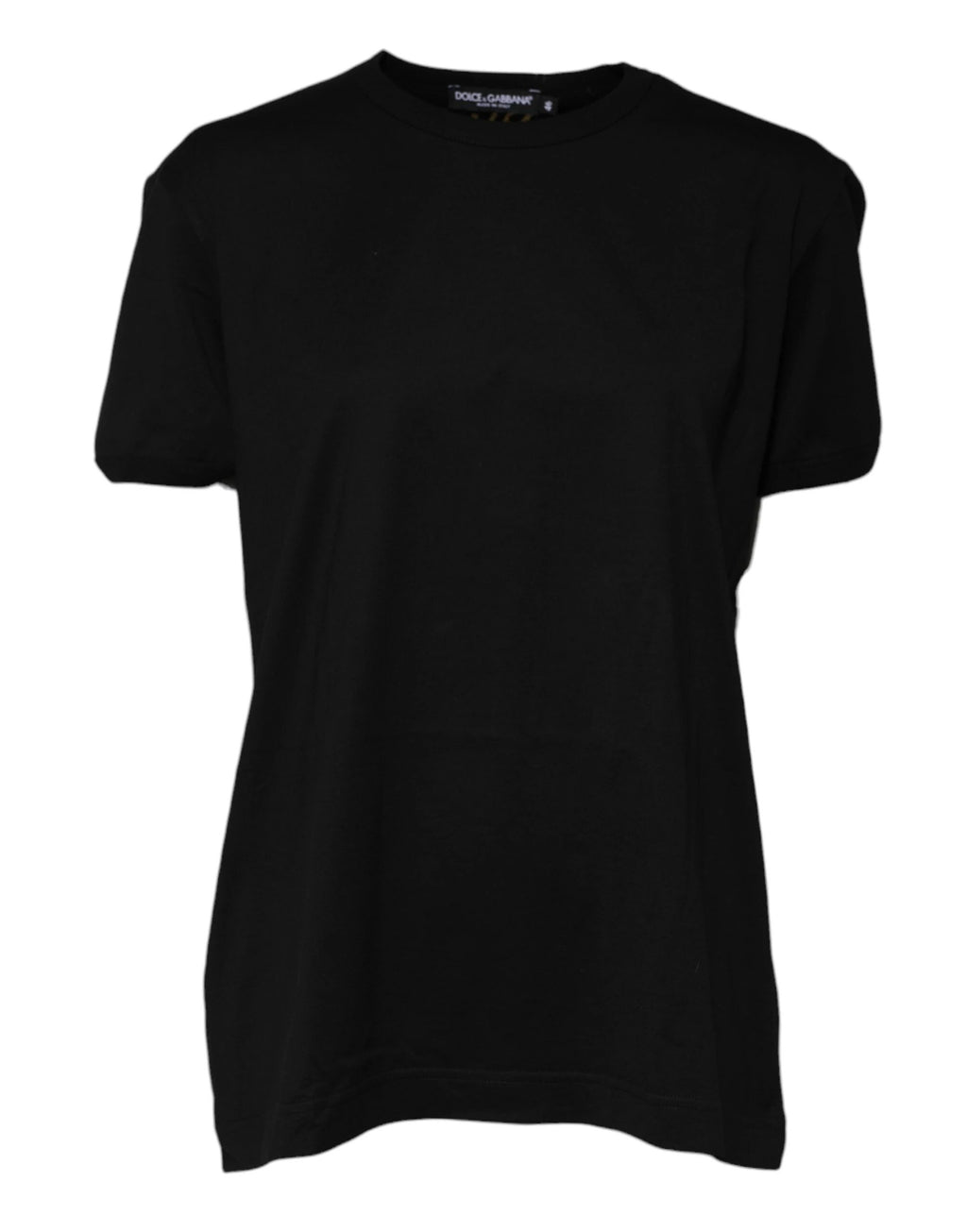 Dolce & Gabbana Black Cotton Goodluck Tee Crew Neck T-shirt by Dolce & Gabbana
