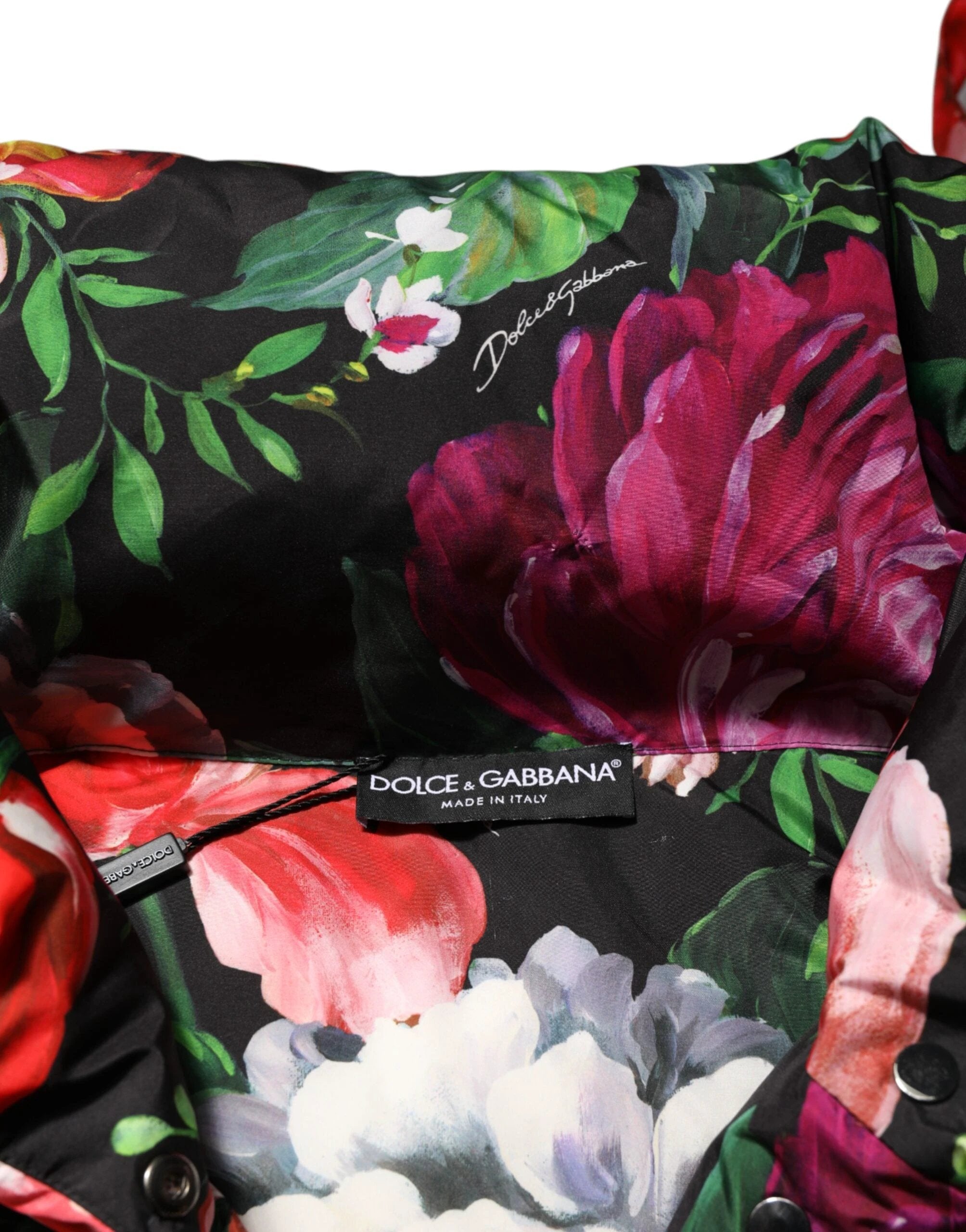 Dolce & Gabbana Multicolor Floral Hooded Puffer Coat Jacket by Dolce & Gabbana