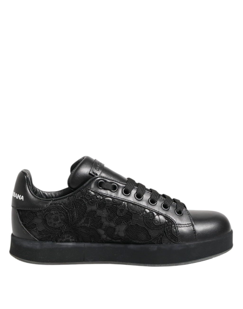 Dolce & Gabbana Black Floral Lace Low Top Sneakers Shoes by Dolce & Gabbana