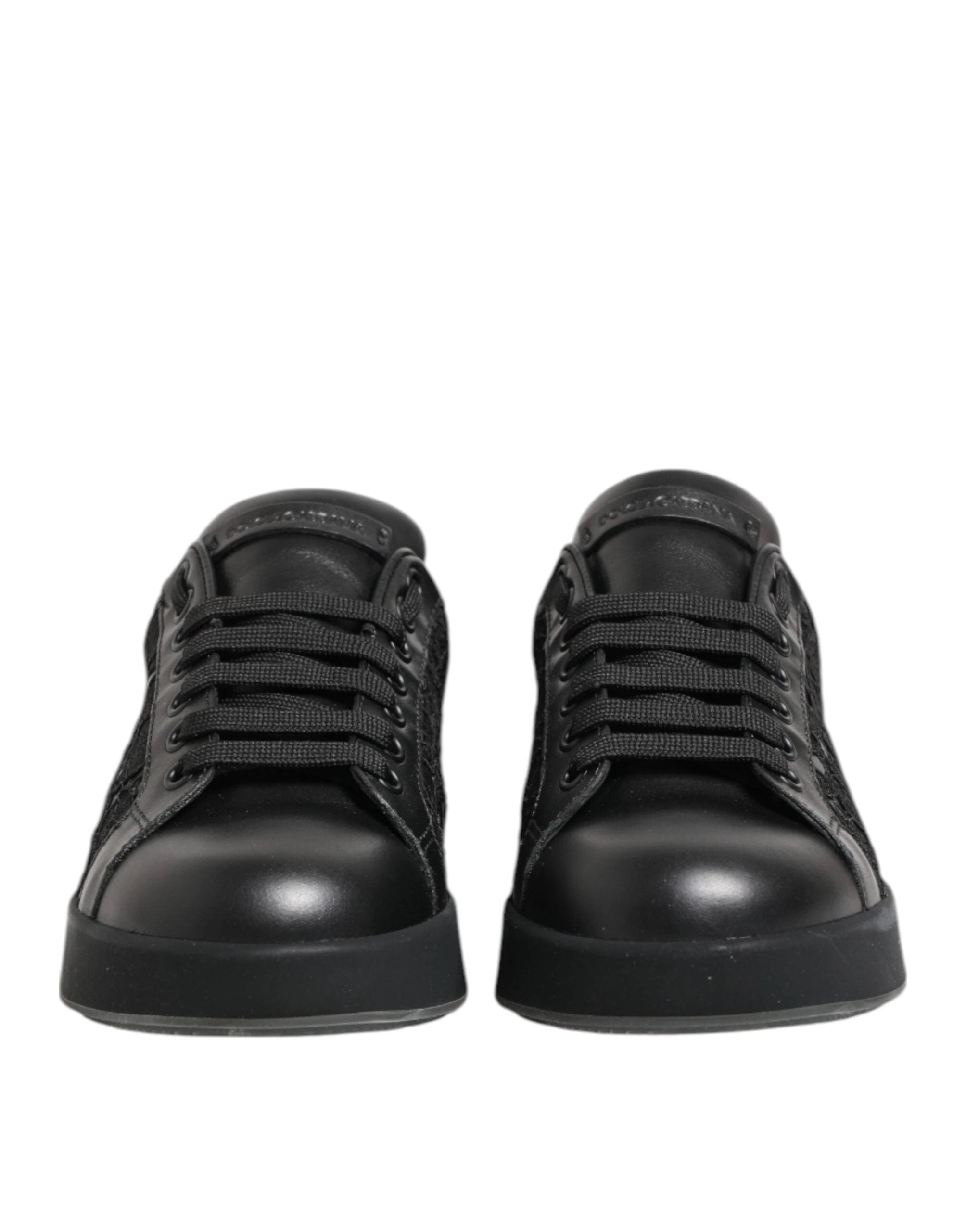 Dolce & Gabbana Black Floral Lace Low Top Sneakers Shoes by Dolce & Gabbana