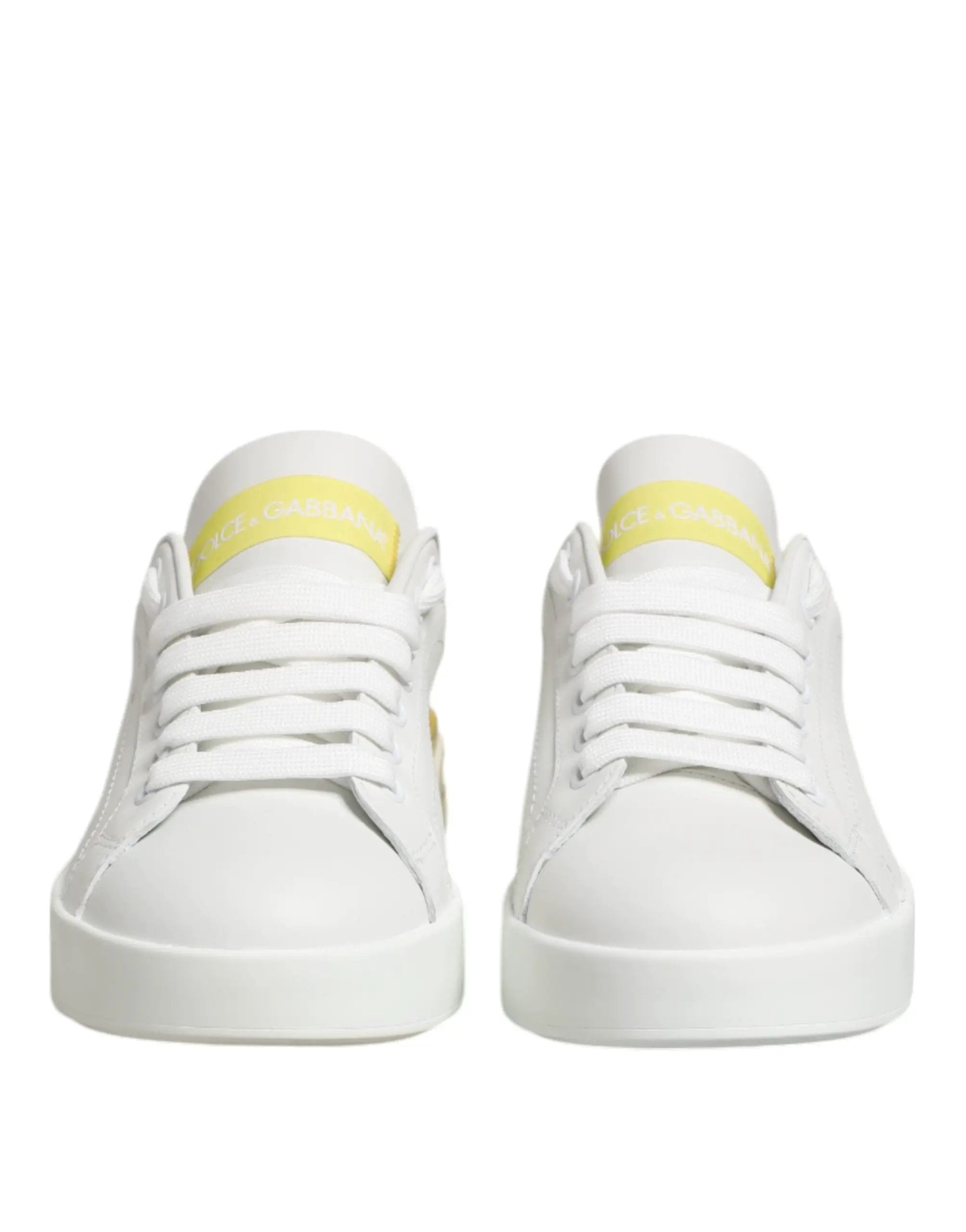 Baskets basses Dolce &amp; Gabbana en cuir blanc et jaune