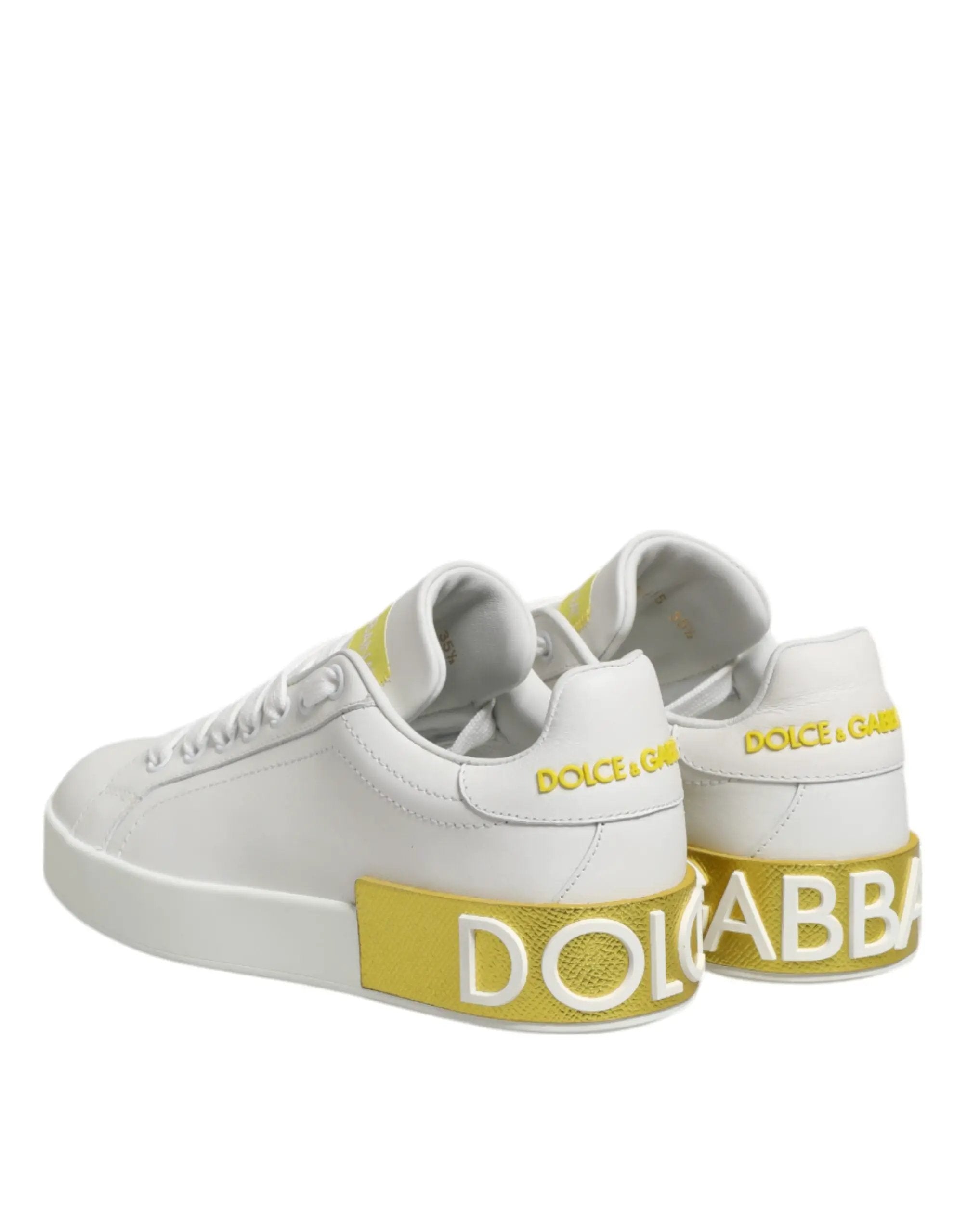 Baskets basses Dolce &amp; Gabbana en cuir blanc et jaune
