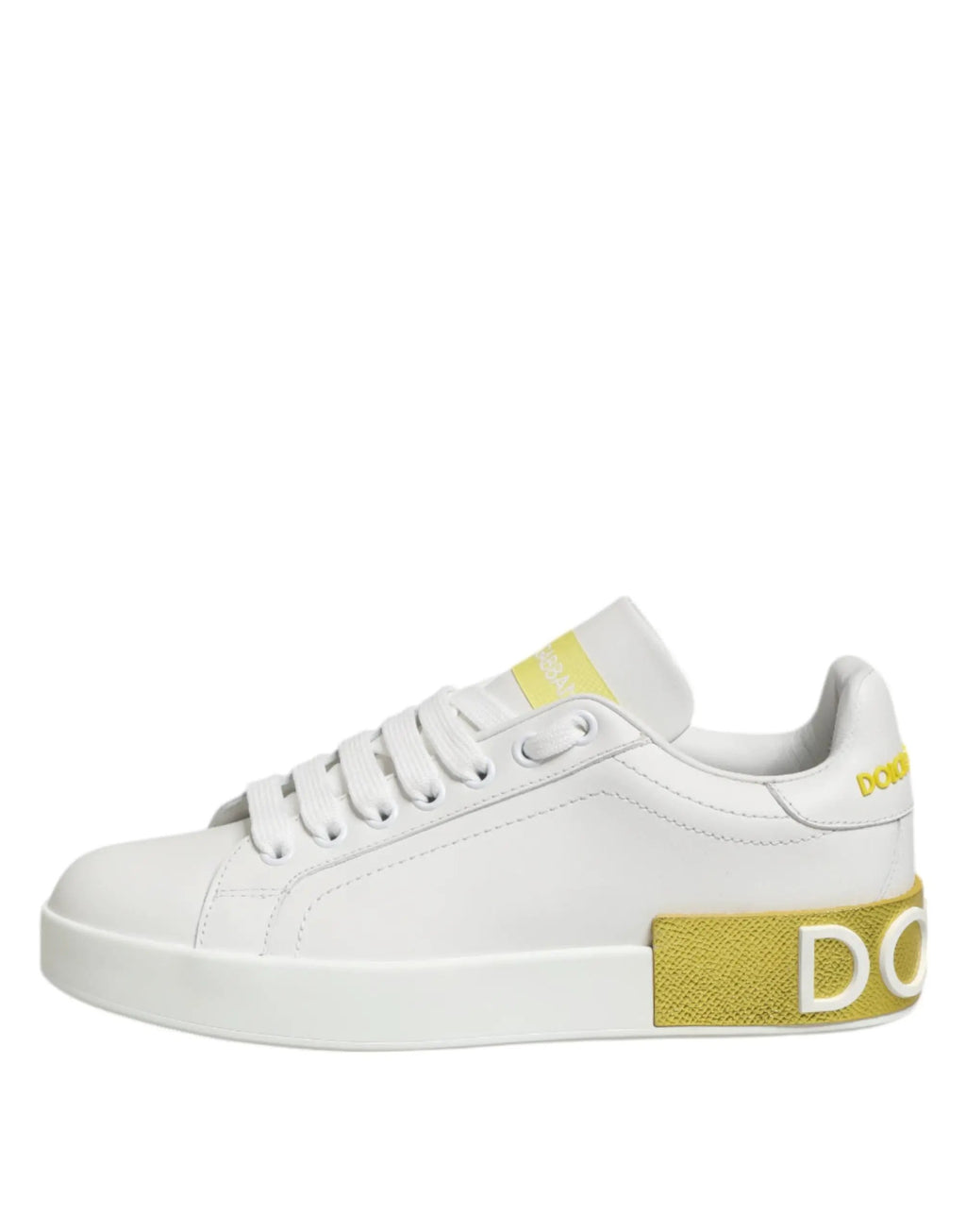 Baskets basses Dolce &amp; Gabbana en cuir blanc et jaune