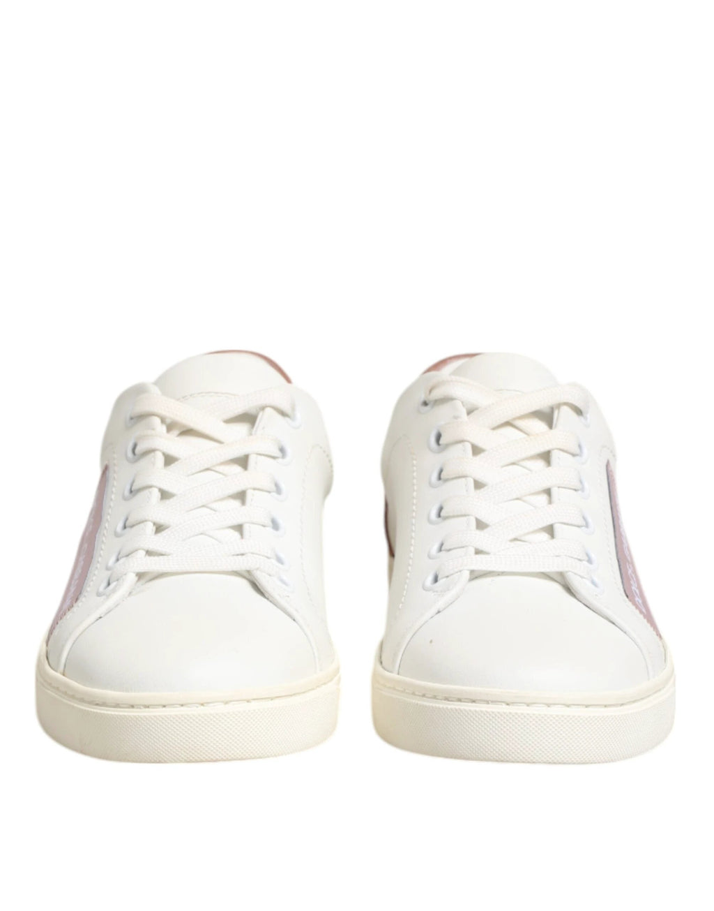 Dolce & Gabbana White Pink Leather Low Top Sneakers Shoes by Dolce & Gabbana