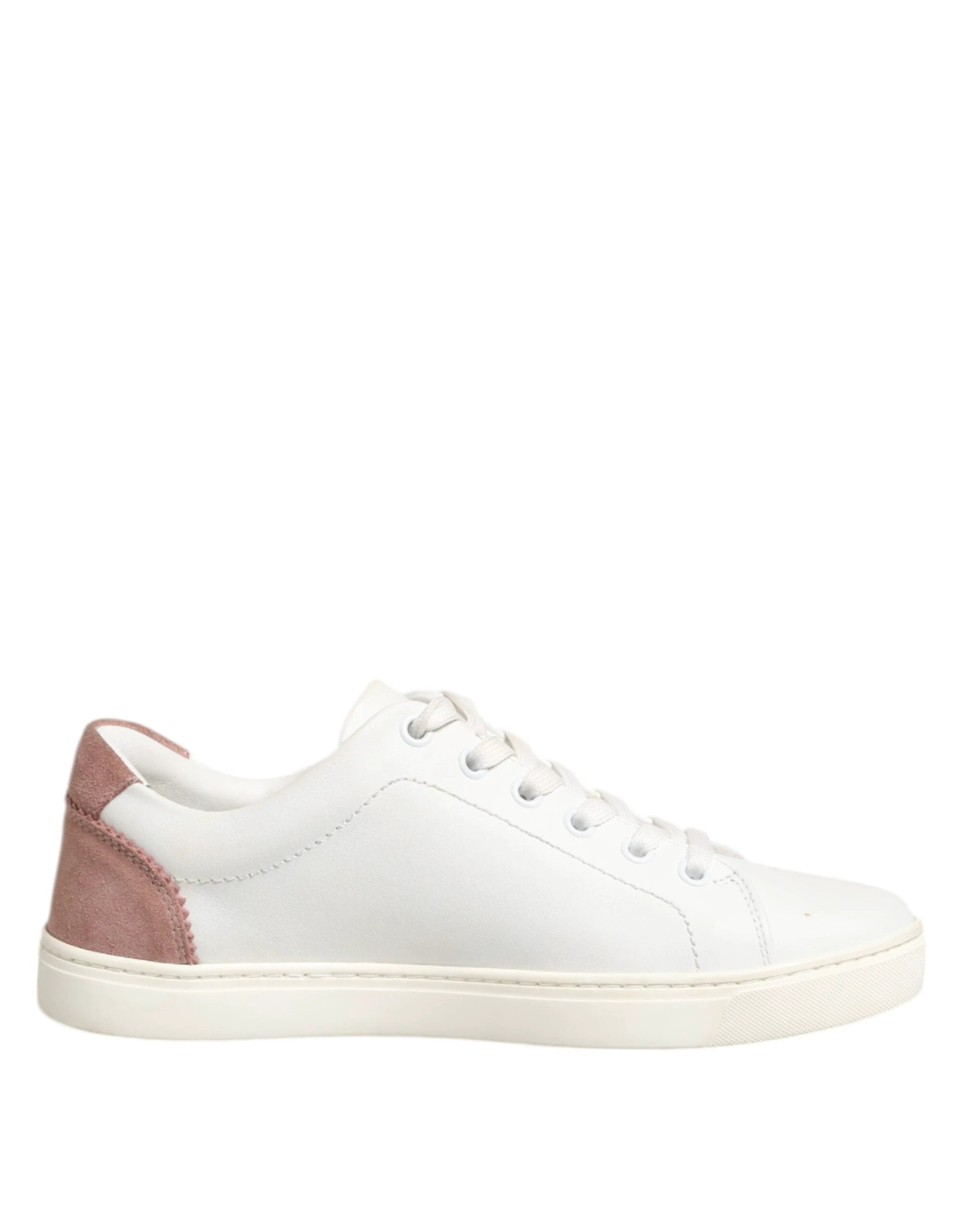 Dolce & Gabbana White Pink Leather Low Top Sneakers Shoes by Dolce & Gabbana