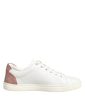 Dolce & Gabbana White Pink Leather Low Top Sneakers Shoes by Dolce & Gabbana