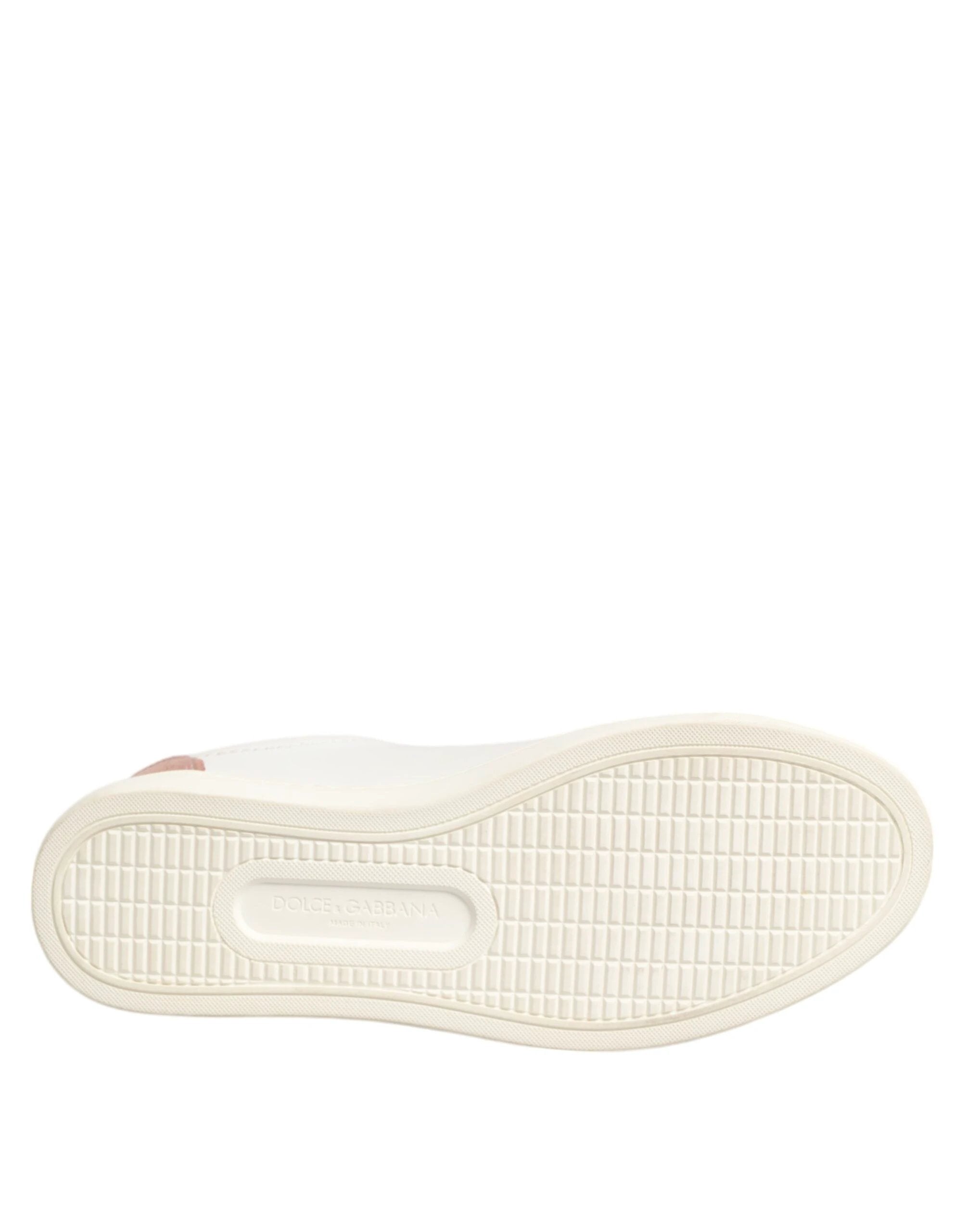 Dolce & Gabbana White Pink Leather Low Top Sneakers Shoes by Dolce & Gabbana