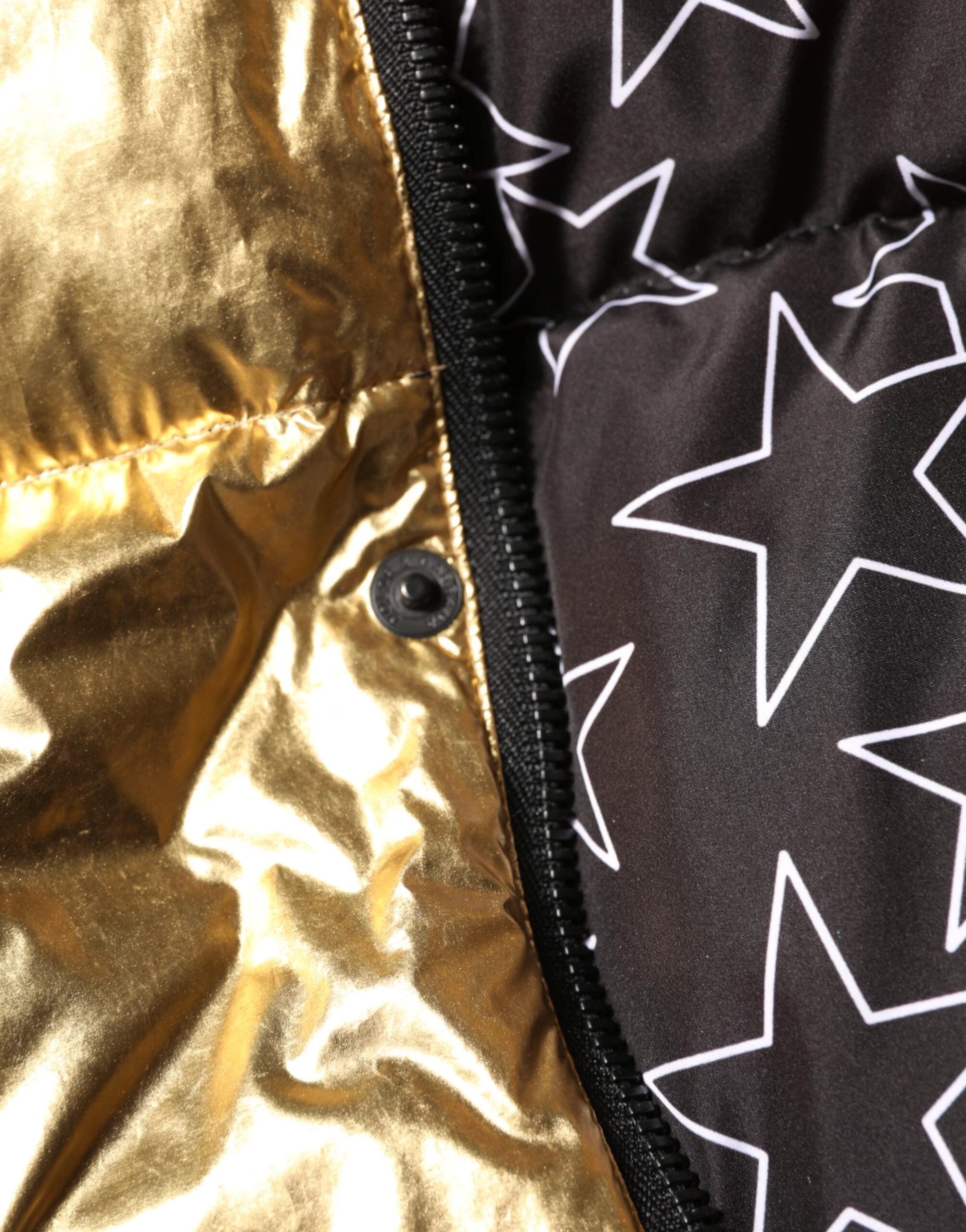 Dolce & Gabbana Gold Hooded Puffer Quilted Full Zip Jacket by Dolce & Gabbana