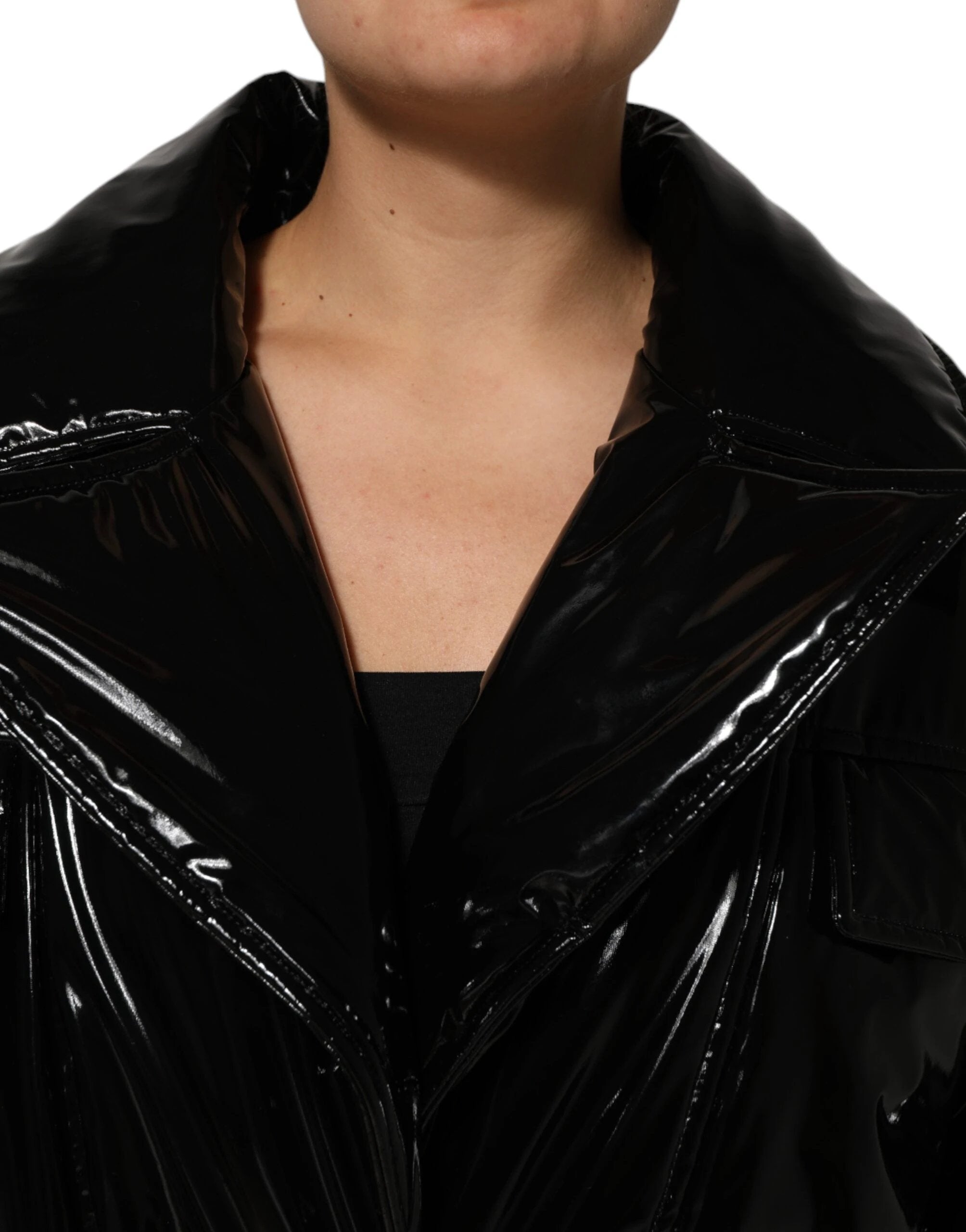Dolce & Gabbana Polyester Black Quilted Puffer Coat Jacket by Dolce & Gabbana
