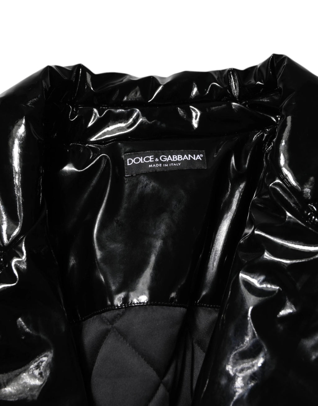 Dolce & Gabbana Polyester Black Quilted Puffer Coat Jacket by Dolce & Gabbana