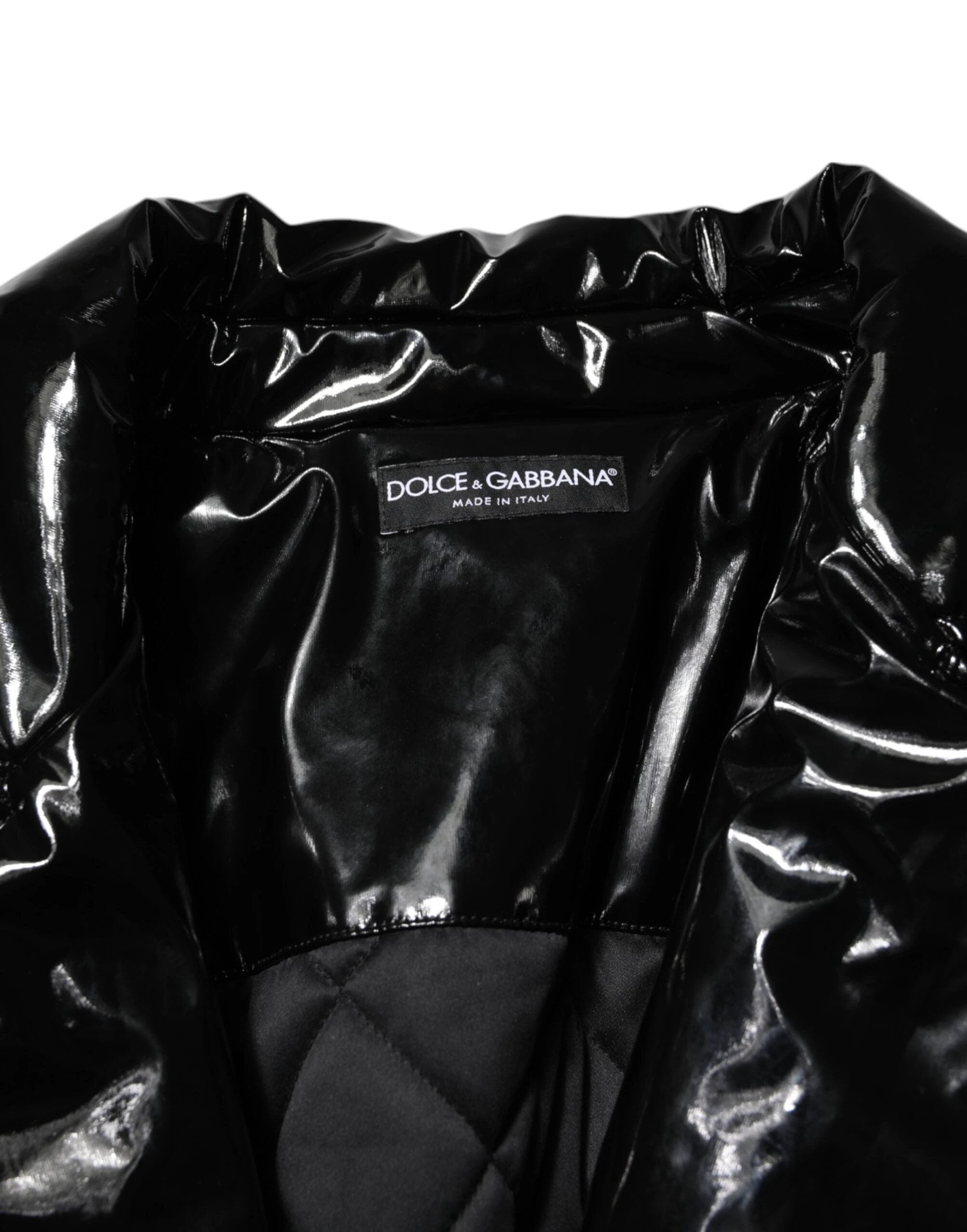 Dolce & Gabbana Polyester Black Quilted Puffer Coat Jacket by Dolce & Gabbana