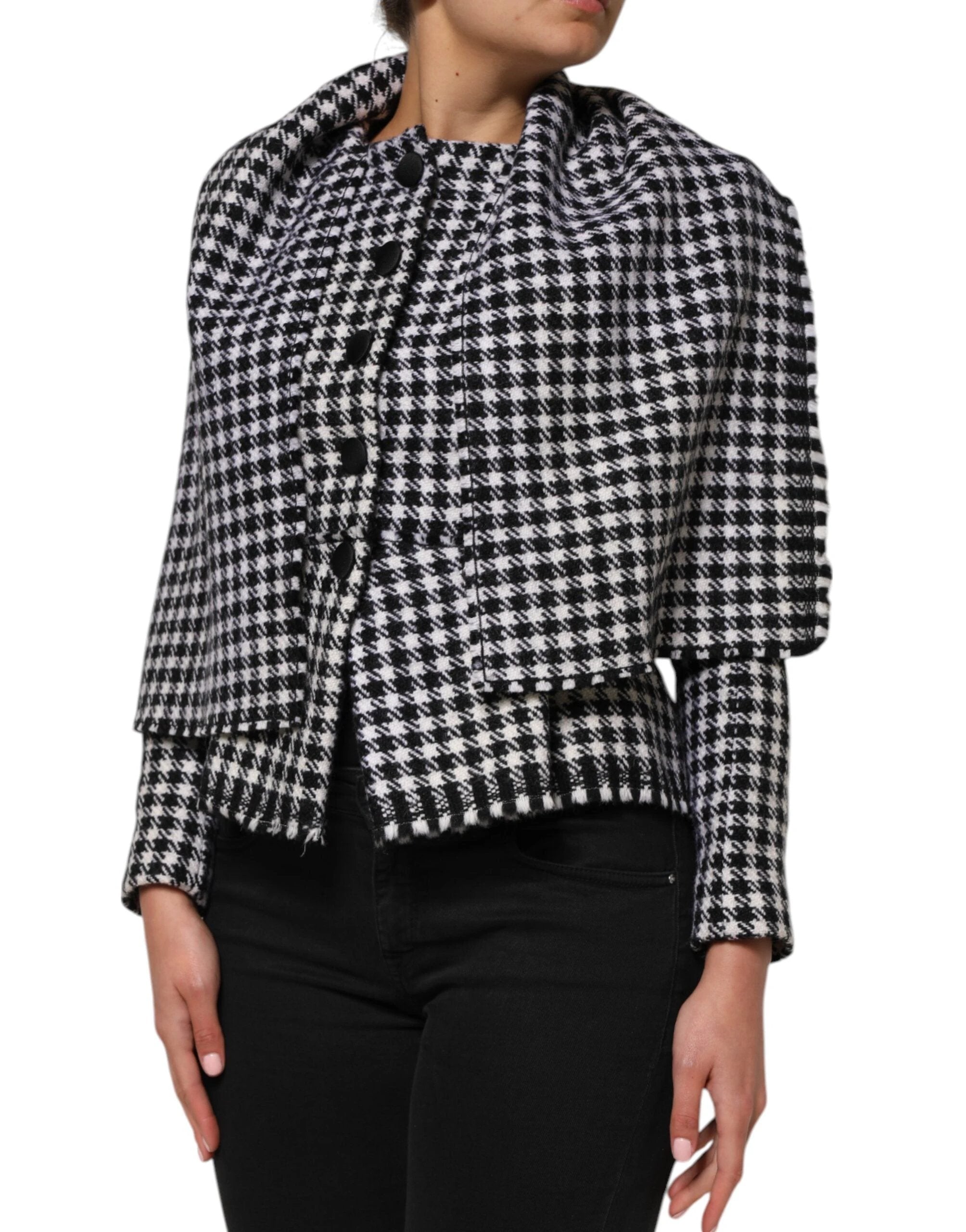 Dolce & Gabbana Multicolor Wool Monochrome Patterned Jacket by Dolce & Gabbana
