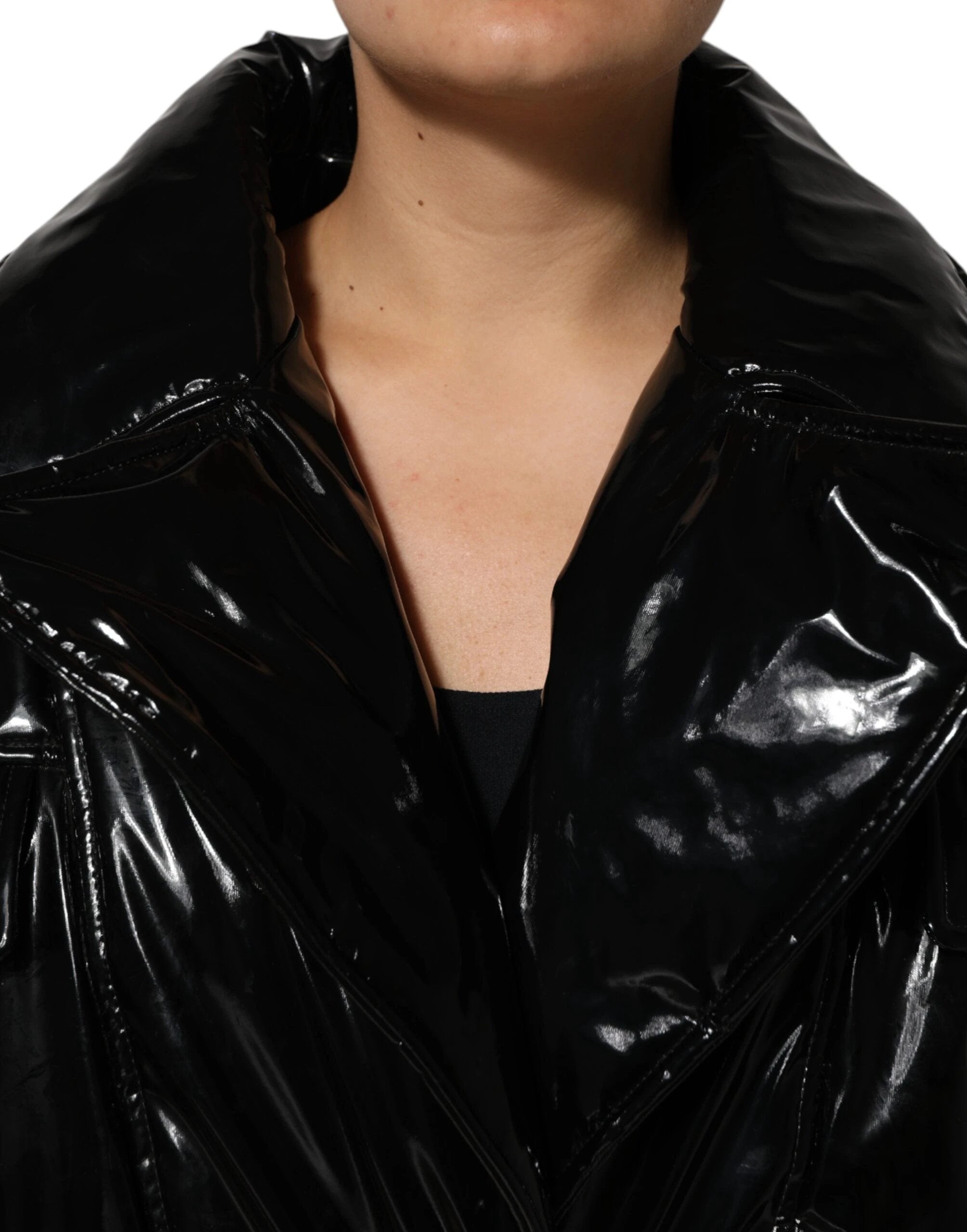 Dolce & Gabbana Black Polyester Quilted Puffer Coat Jacket by Dolce & Gabbana