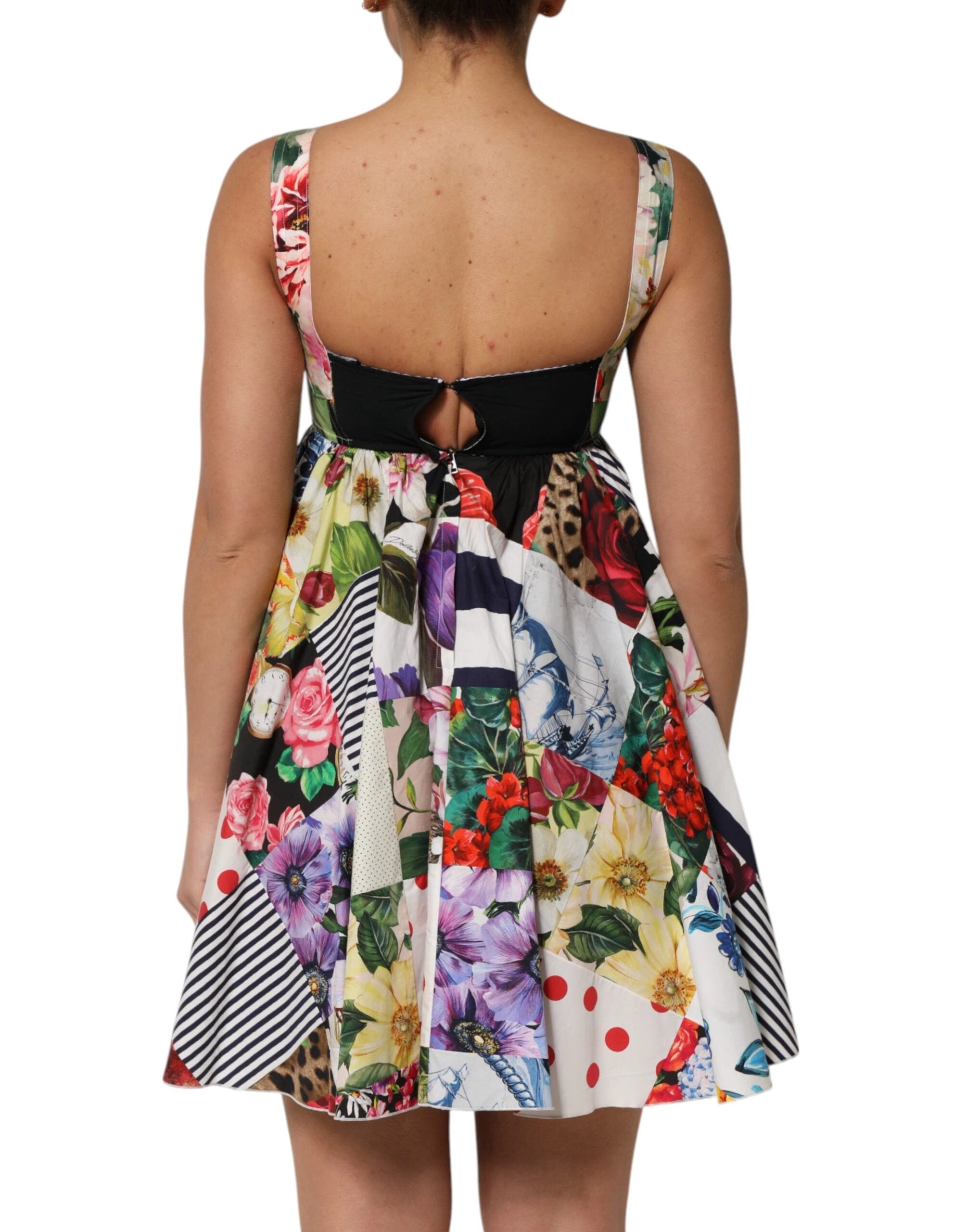 Dolce & Gabbana Multicolor Patchwork Cotton AlineMini Dress by Dolce & Gabbana