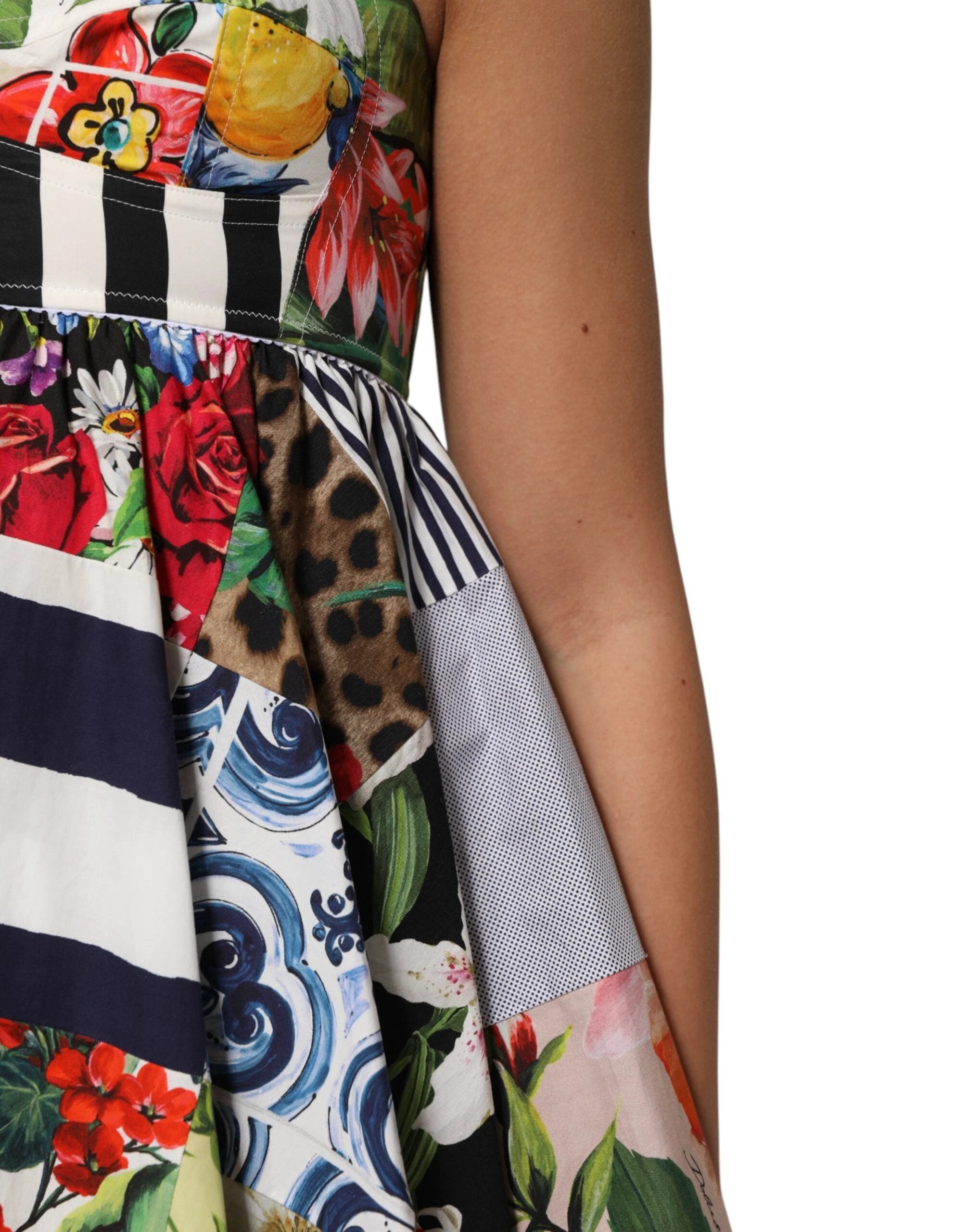 Dolce & Gabbana Multicolor Patchwork Cotton AlineMini Dress by Dolce & Gabbana