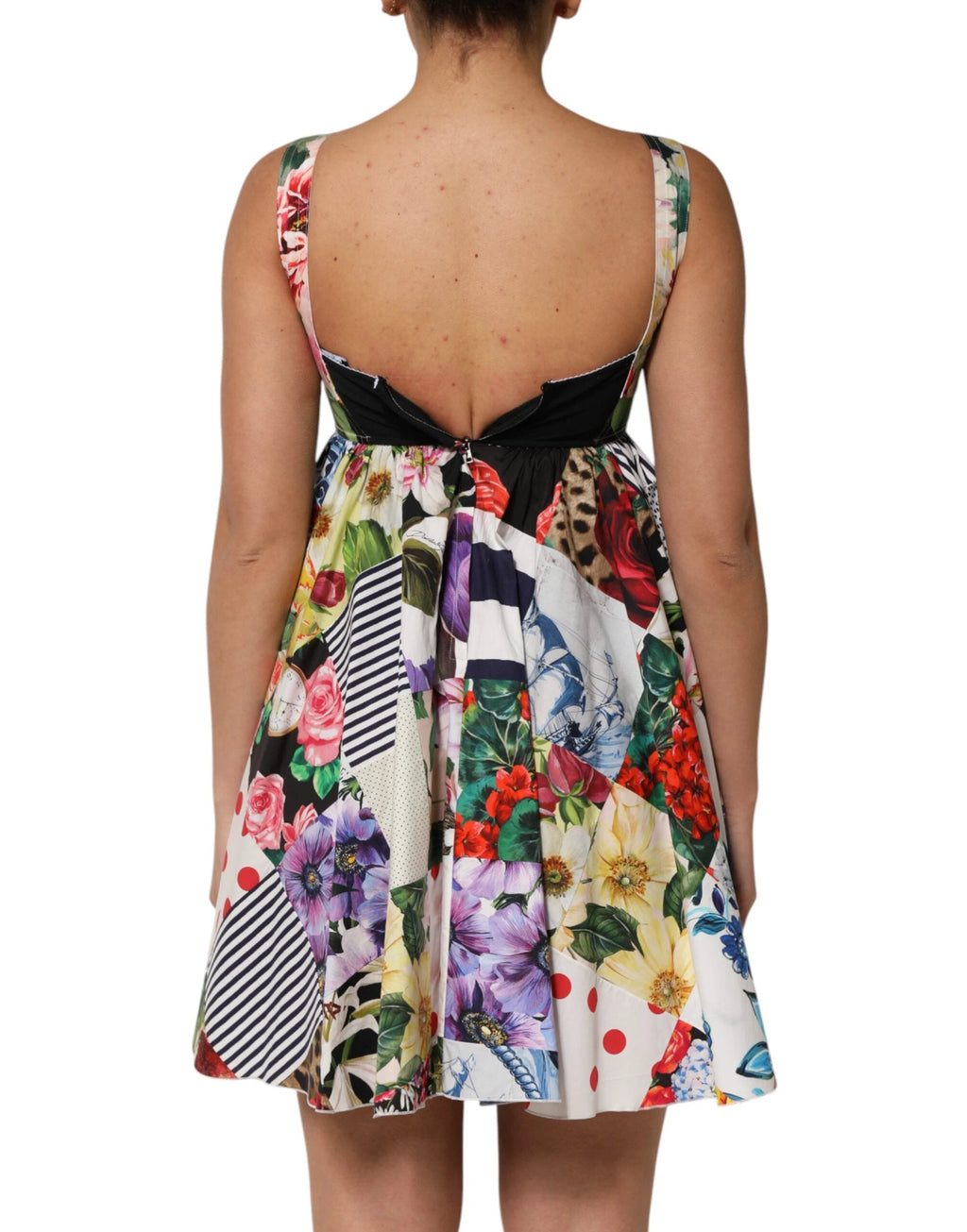 Dolce & Gabbana Multicolor Patchwork Cotton AlineMini Dress by Dolce & Gabbana