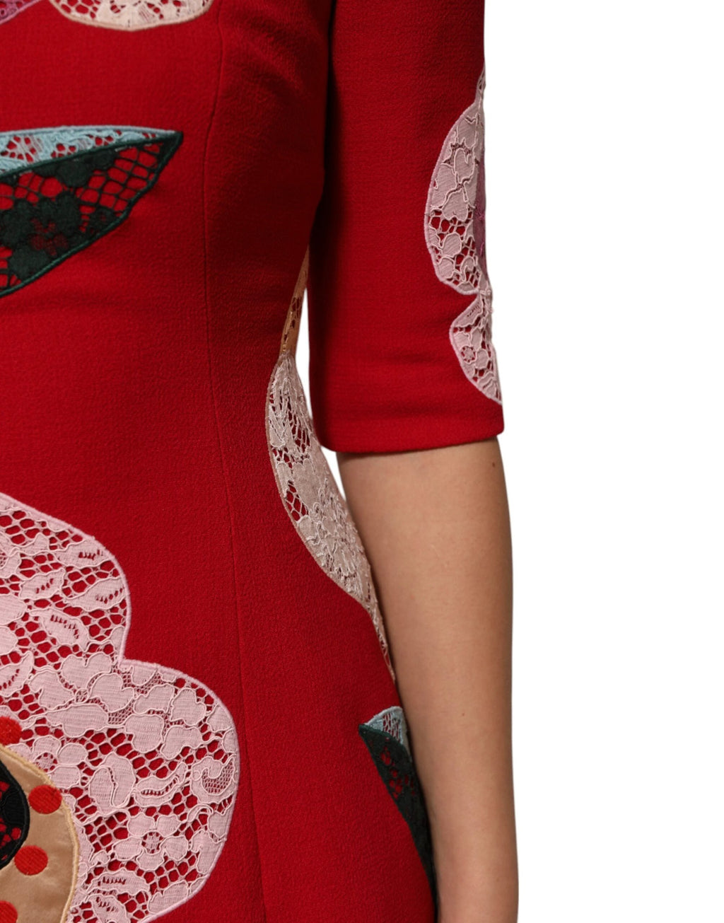 Dolce & Gabbana Red Lace Floral Applique A-line Mini Dress by Dolce & Gabbana