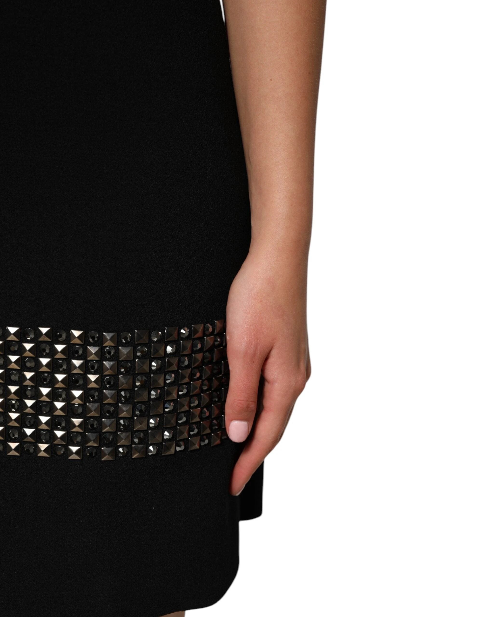 Dolce & Gabbana Black Crystal Embellished Collared Mini Dress by Dolce & Gabbana