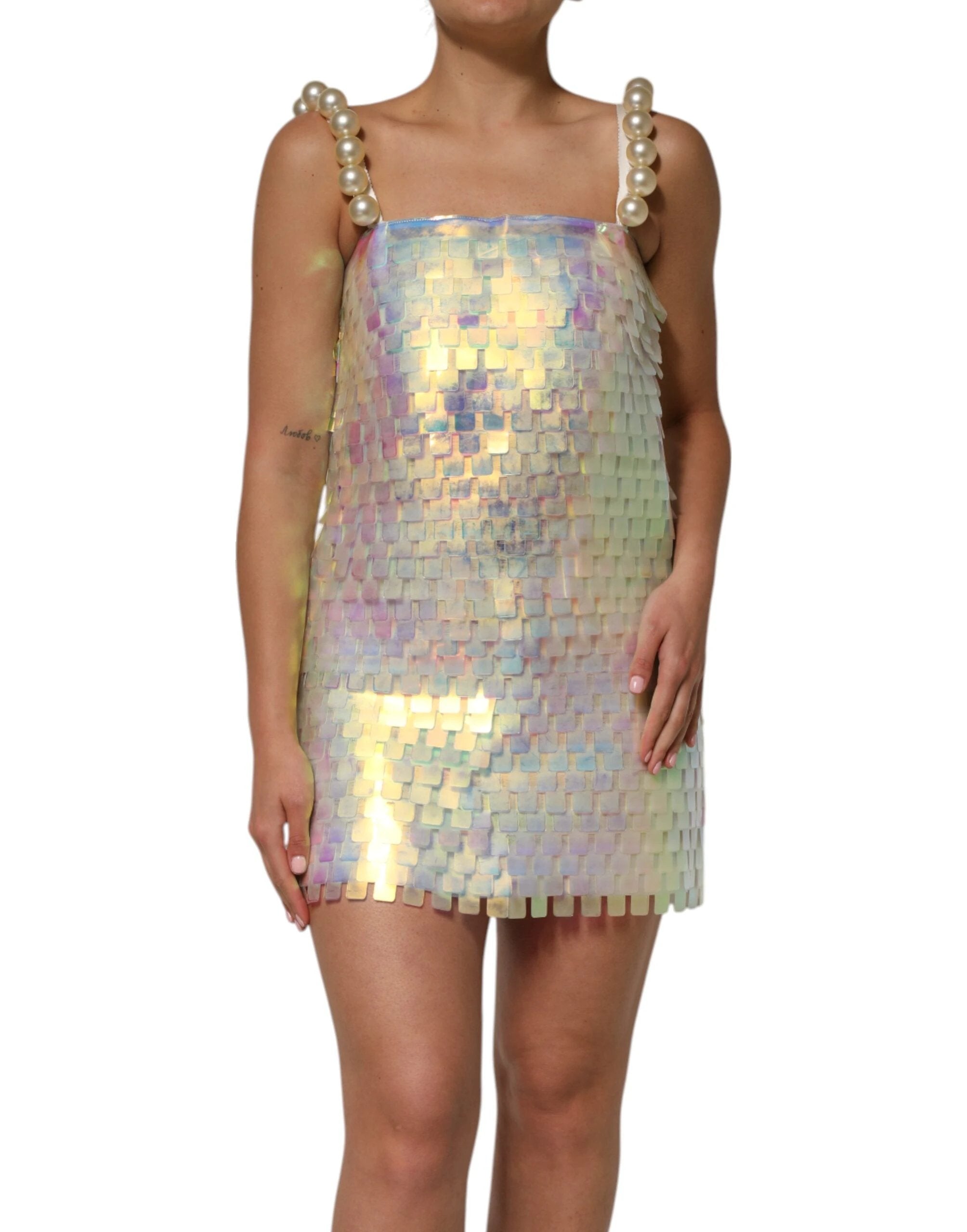Dolce & Gabbana Multicolor Sequin Holographic Mini Dress by Dolce & Gabbana